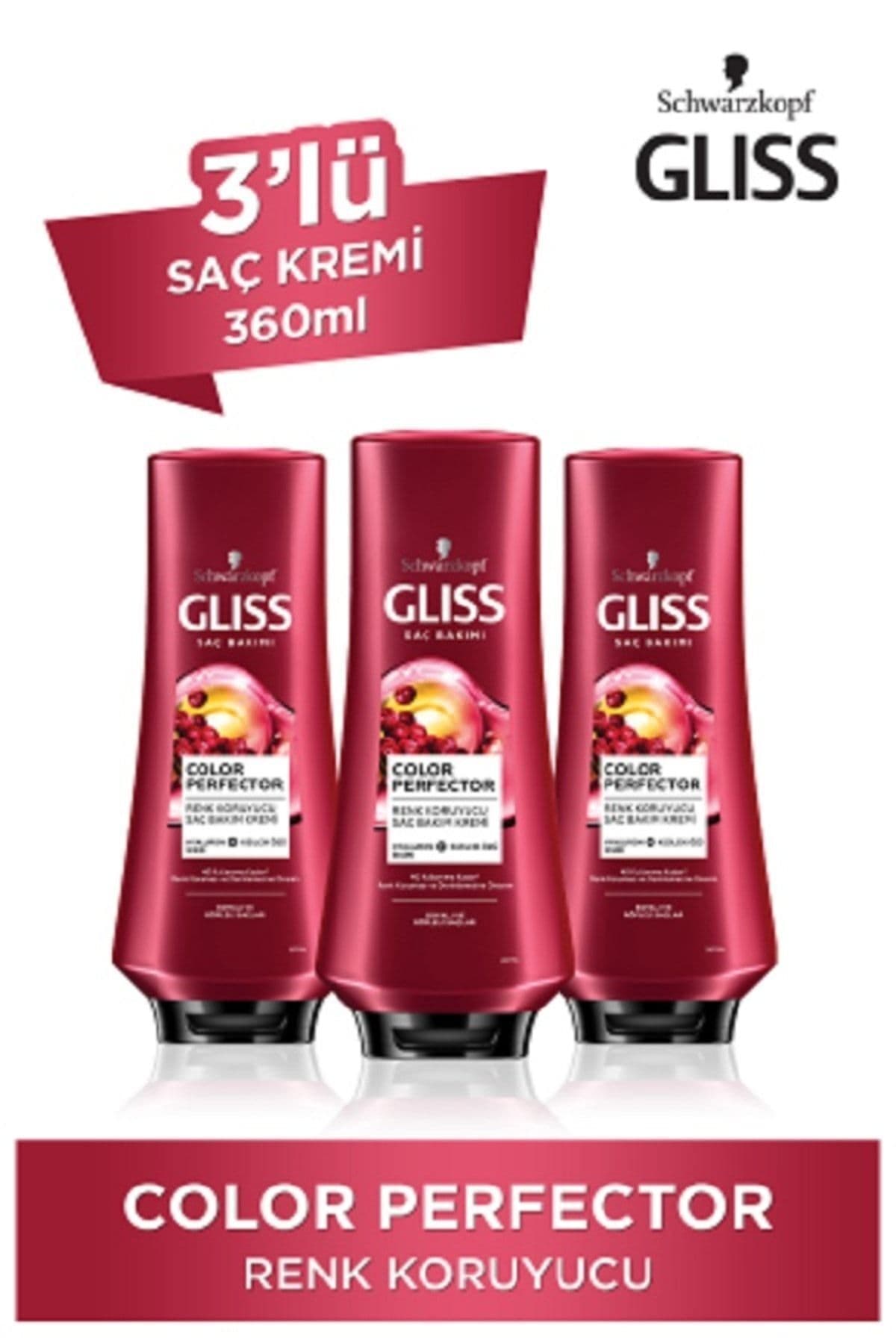 Gliss Color Perfector Renk Koruyucu Saç Kremi 360 Ml X 3 Adet