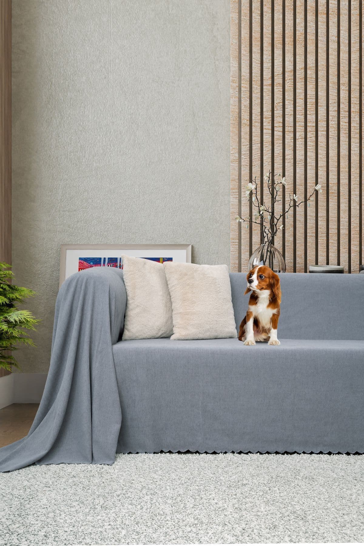Latuda Concept Koltuk Örtüsü | Çekyat Örtüsü | Koltuk Şalı 175x300 Mikrofiber Şönil Çift Taraflı Kaymaz | Gri