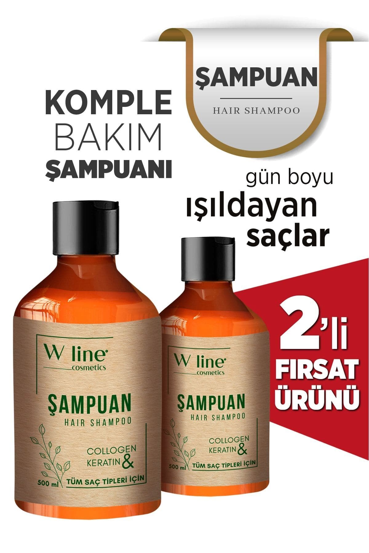 wline Dökülme Karşıtı Komle Bakım Şampuanı Collagen-bioton-keratin Ve E Vitamini 2li Set 1000 ml