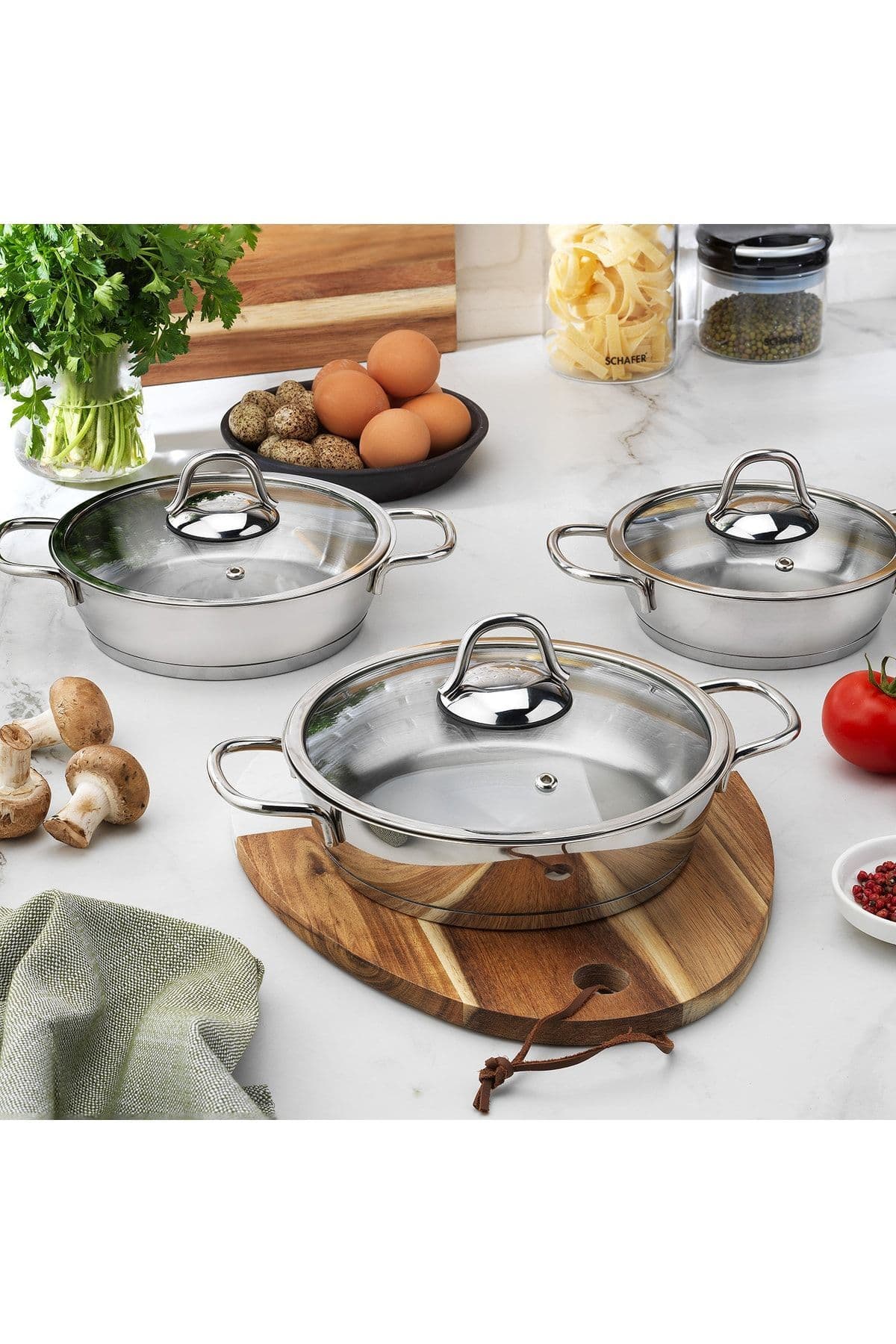 Schafer Eva Çelik Sahan Seti 6 Parça-Inox