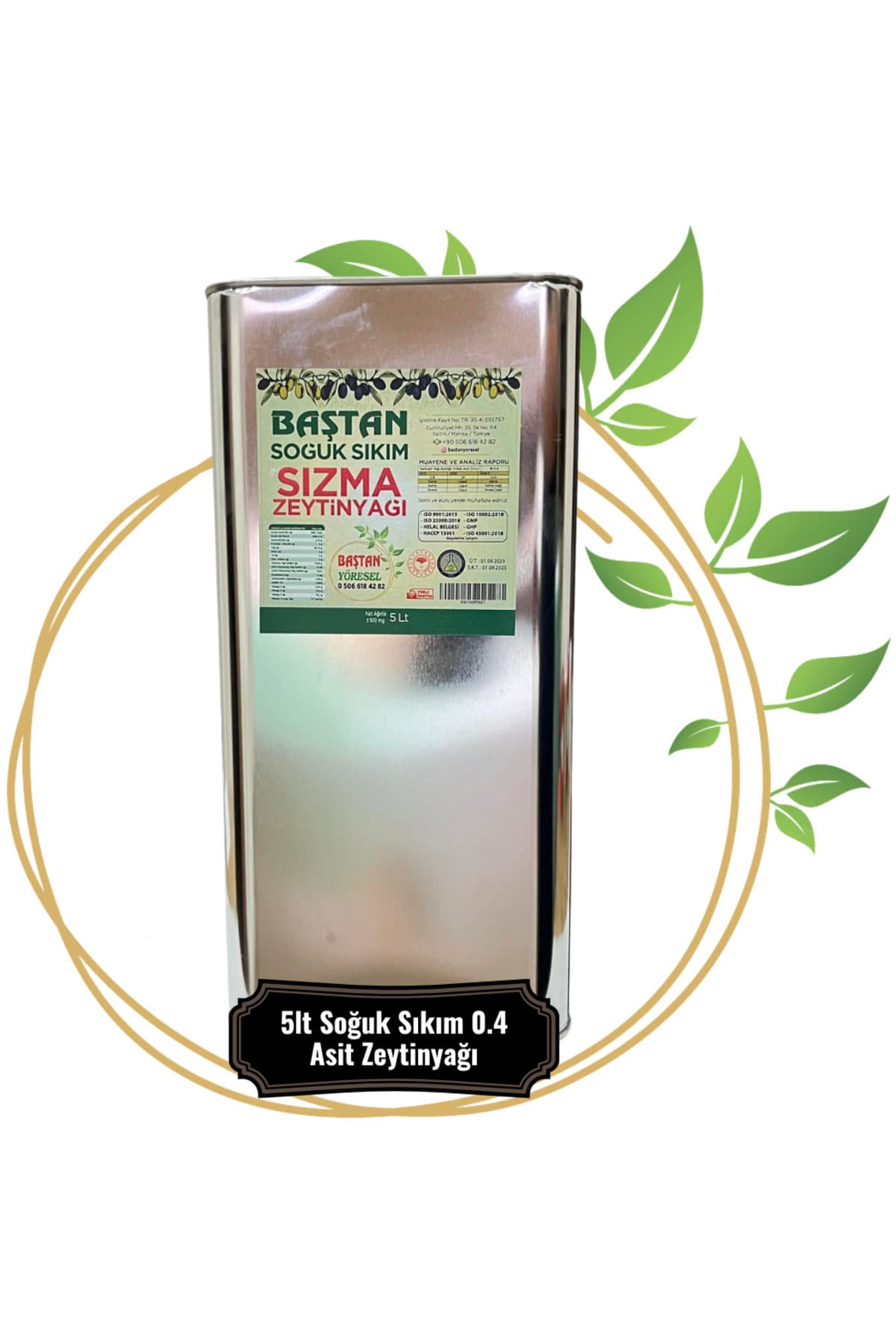 Baştan Yöresel Sızma Soğuk Sıkım 0.4 Asit Zeytinyağı 5 Litre (TANITIM AMAÇLI)