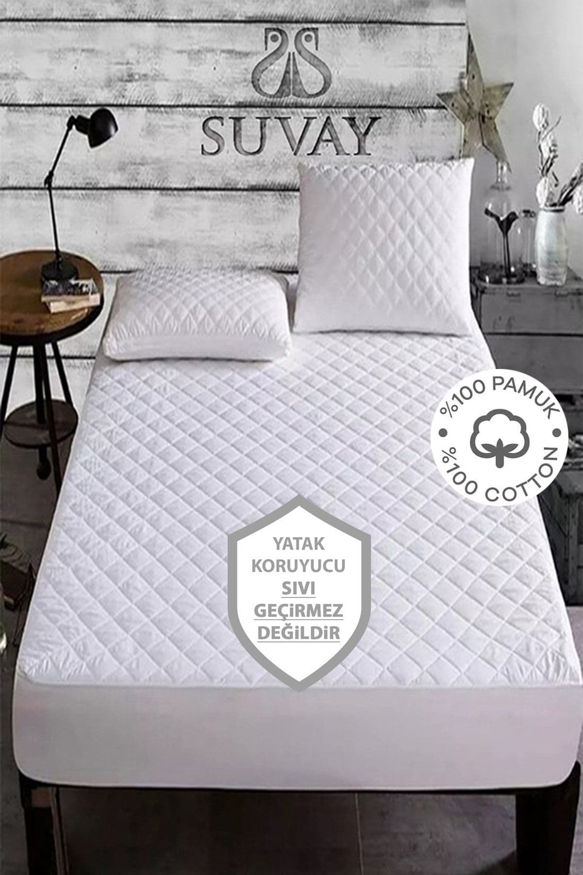 SUVAY Kapitone Fitted Yatak Koruyucu Alez Tek Çift Kişilik Pamuklu Yatak Alezi - Sıvı Geçirmez Değildir!