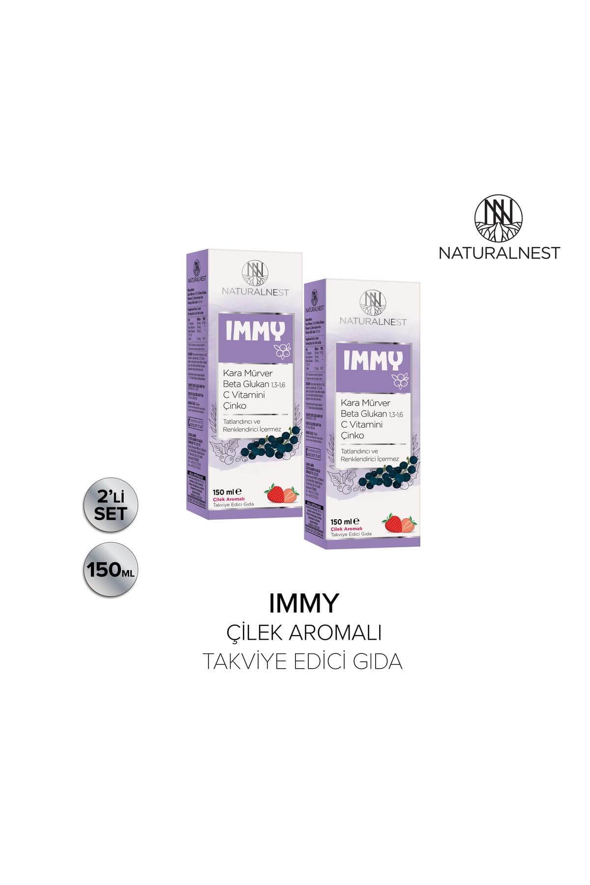 Natural Nest Immy Kara Mürver 1,3 1,6 Beta Glukan Vitamin C Çinko Içeren Şurup 2 Kutu