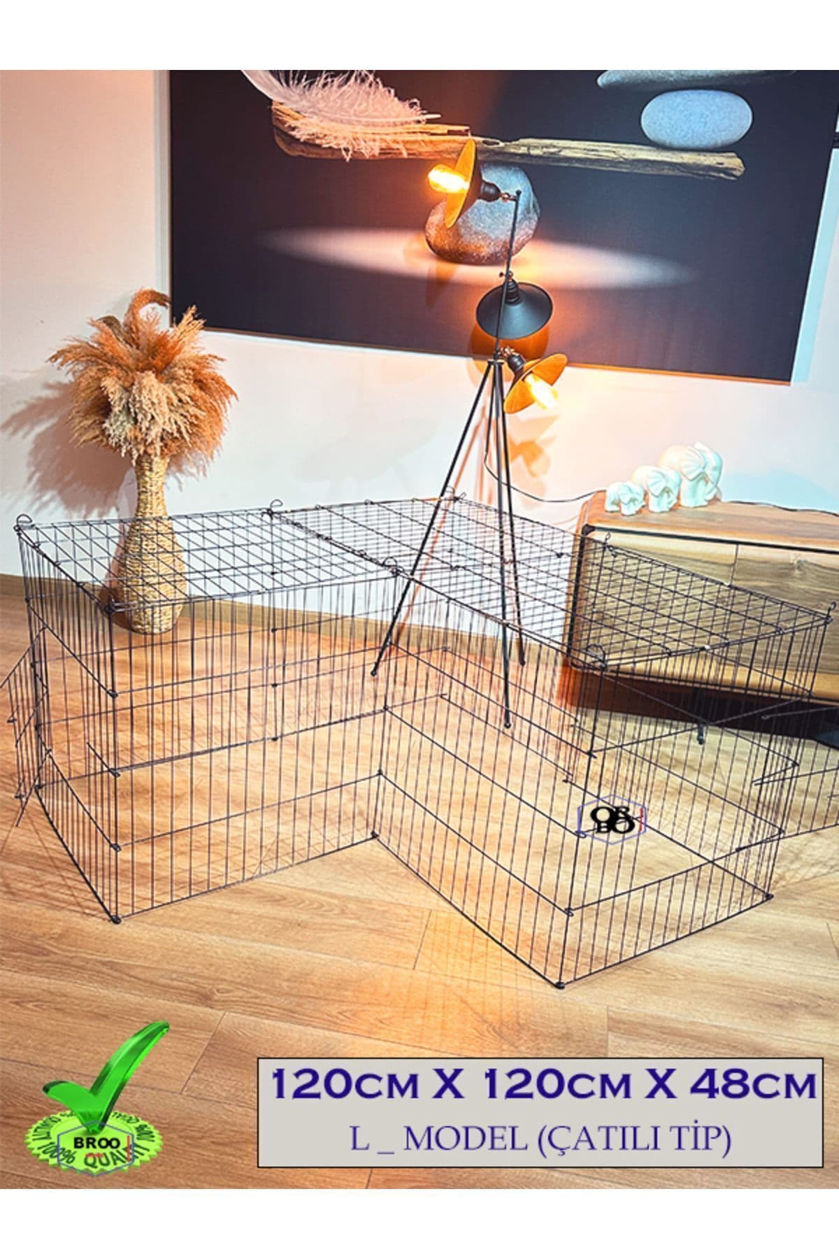 ORBO - Köpek/kedi Çiti Kafesi 120cm.x60cmx48cm- * Ltip* Oyun Eğitim Alanı 11 Parça Panel Çit- Siyah