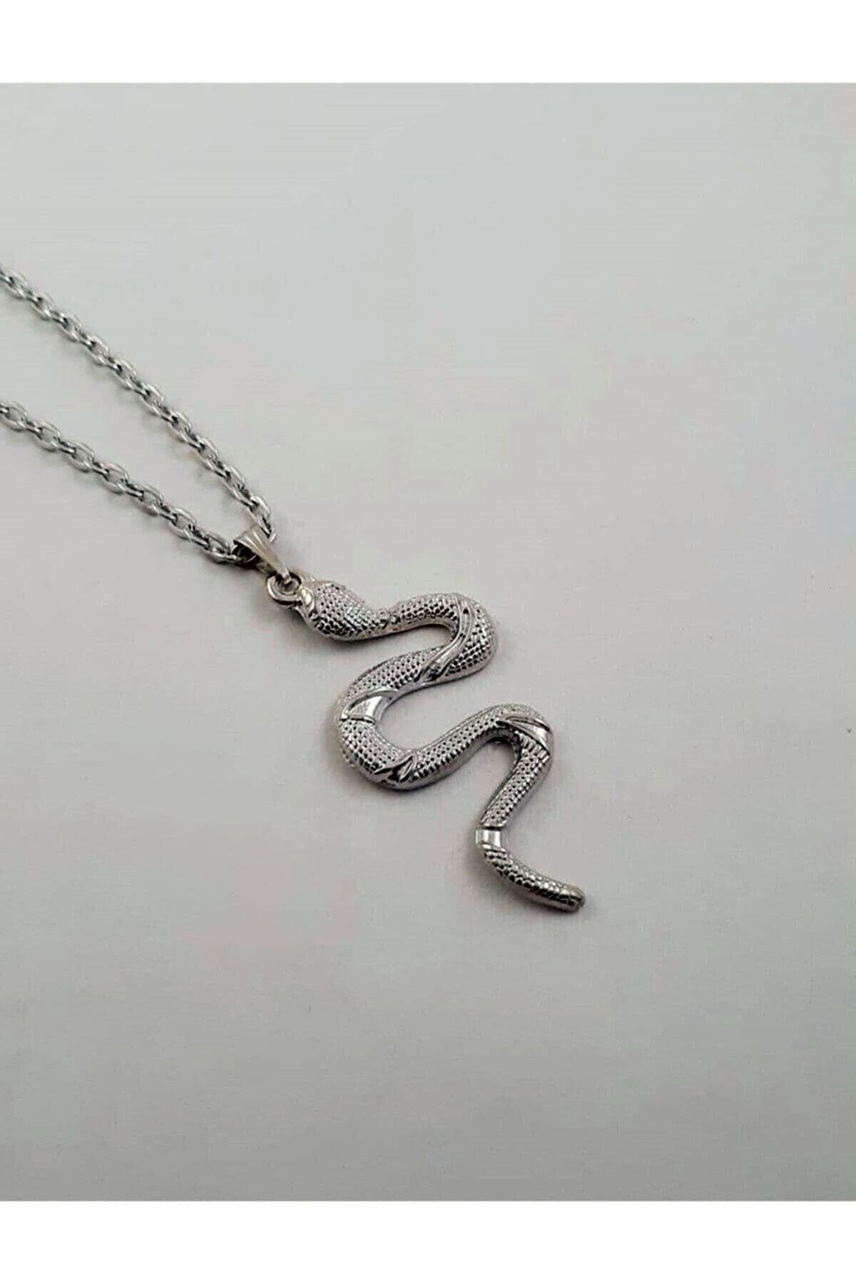 Chehra Design Kadın Yılan Figürlü Kolye , Yılanlı Kolye , Yılan Desenli Kolye 68cm
