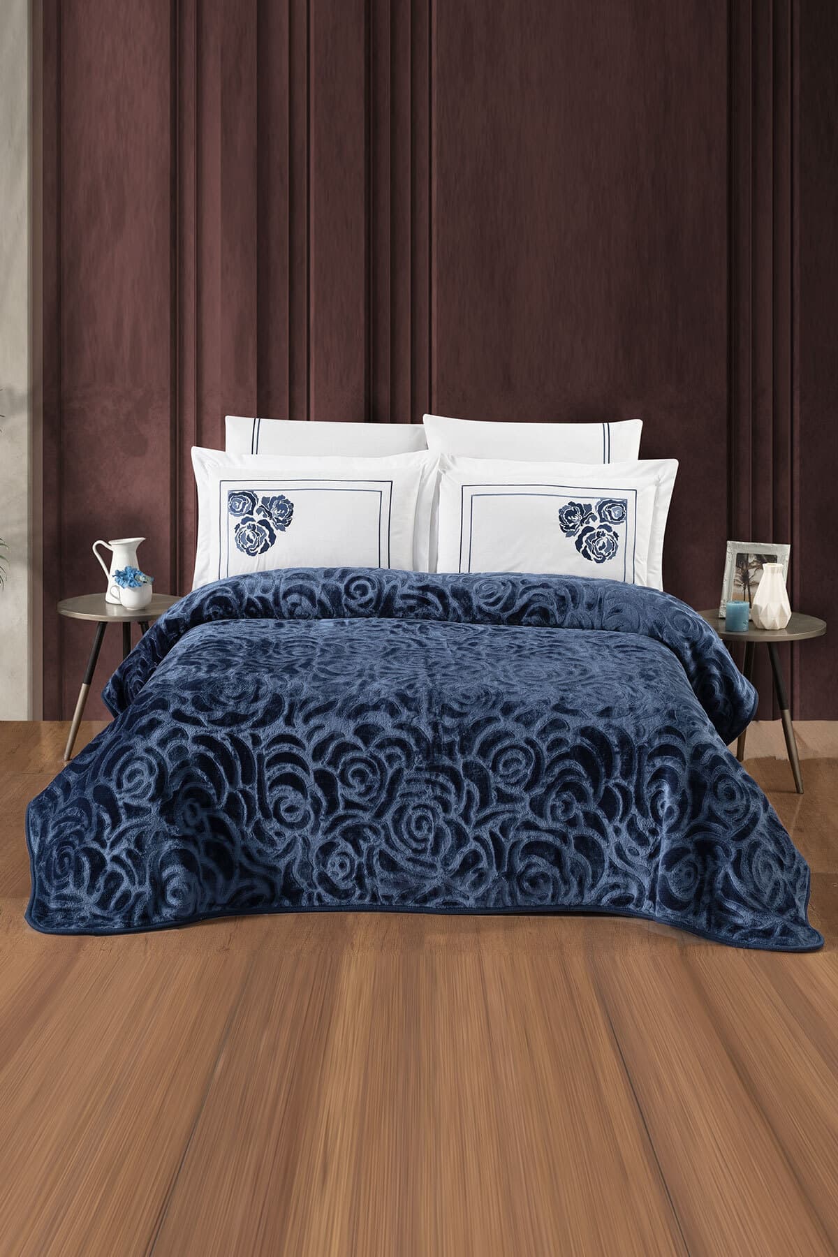 Ecosse Agossa Rose - Indigo | Çift Kişilik Battaniyeli Set