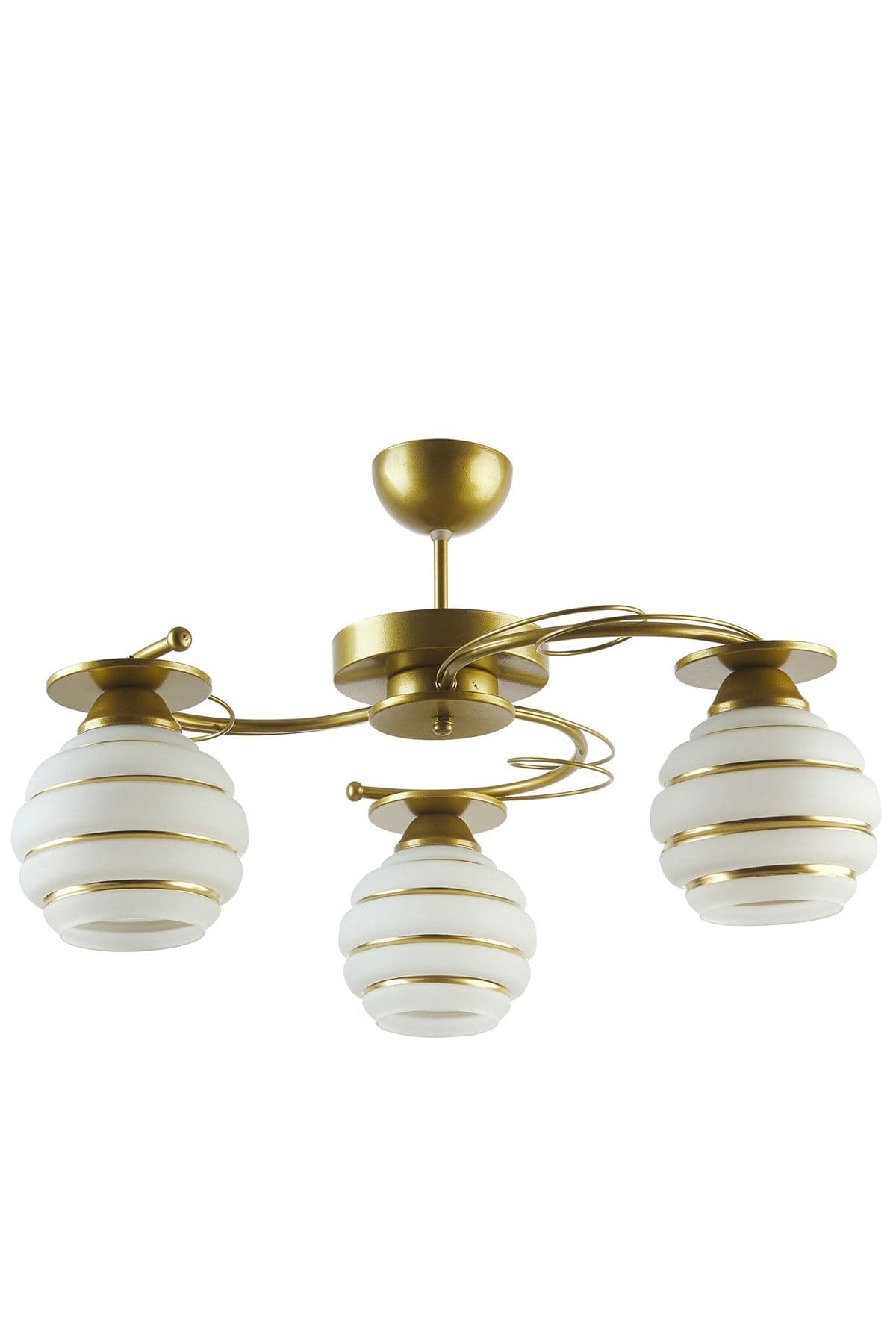 Fer Avize Goldina Modern Plofonyer Gold Kasa Simli Camlı Salon - Mutfak - Yatak Odası 3 Lü Avize