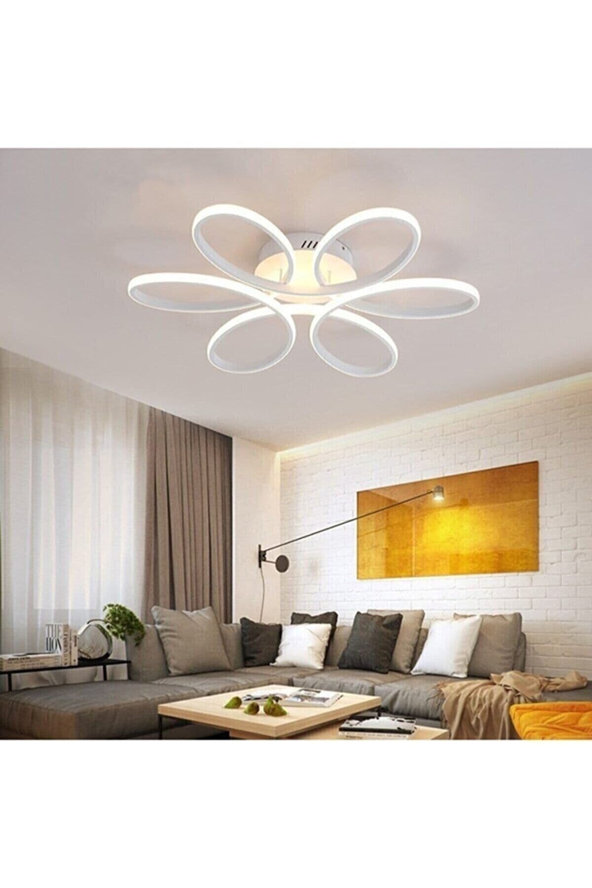Fer Avize Papatya Modern Tasarım Yatak Odası - Salon - Mutfak Beyaz Renk Gün Işığı Ve Beyaz Led Avize