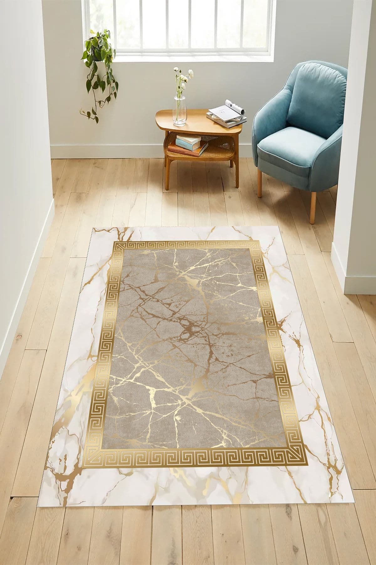 YTR HOME Dijital Baskı Yıkanabilir Kaymaz Taban Dekoratif Salon Mutfak Halısı Yolluk