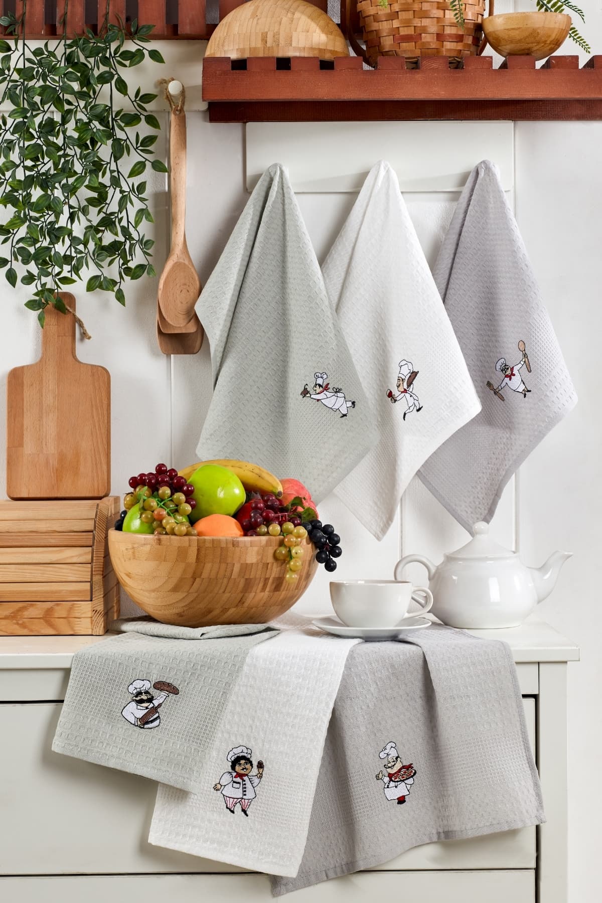 TABEA HOME Chef 6'lı Mutfak Kurulama Bezi 40x60cm | Mutfak Havlusu | Pamuklu