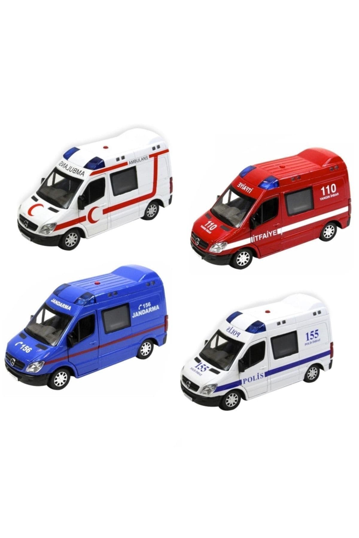 Vardem Oyuncak Metal Çek Bırak Işıklı Sesli 1:32 Ambulans Polis Itfaiye Ve Jandarma 1 Adet