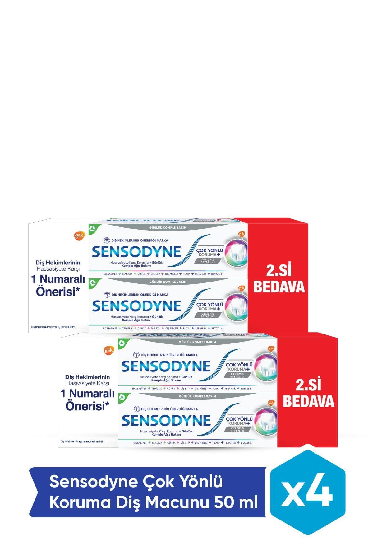 Sensodyne Çok Yönlü Koruma Beyazlatıcı Diş Macunu 50 Ml X 4 Adet