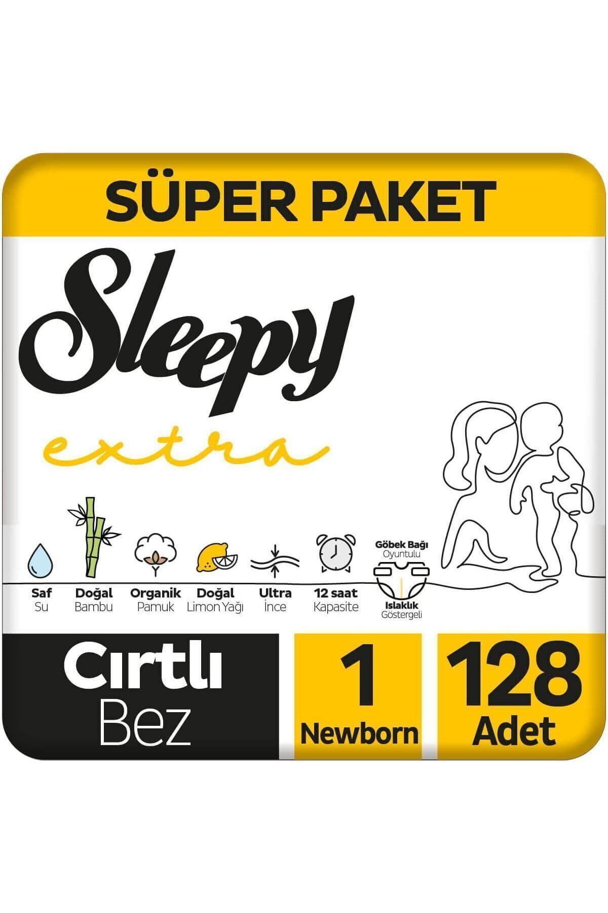 Sleepy Extra Günlük Aktivite Süper Paket Bebek Bezi 1 Numara Yenidoğan 128 Adet