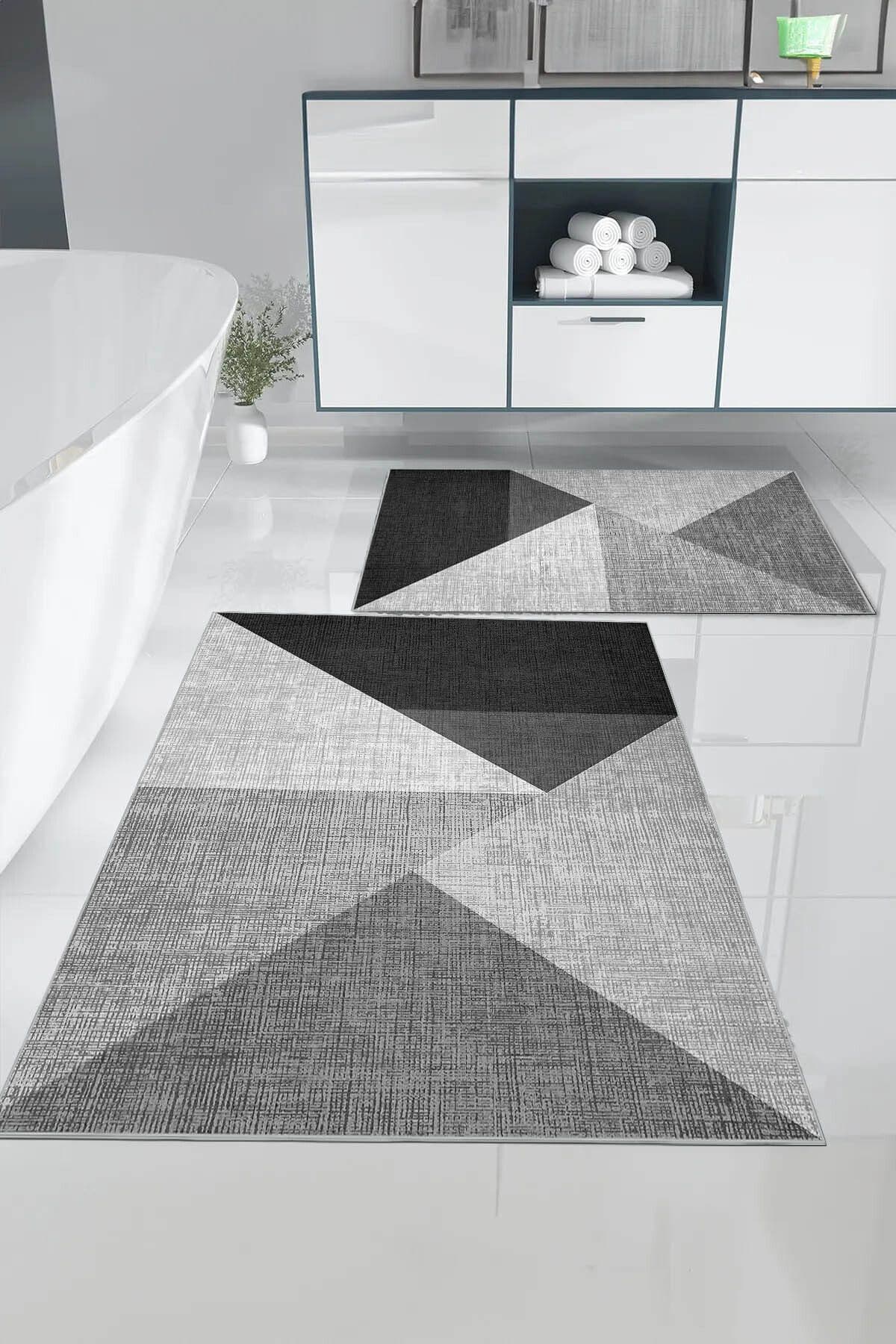 MARSA Olivia Digital Baskı Yıkanabilir Kaymaz Taban 2li Banyo Paspas Takımı 60x100-50x80