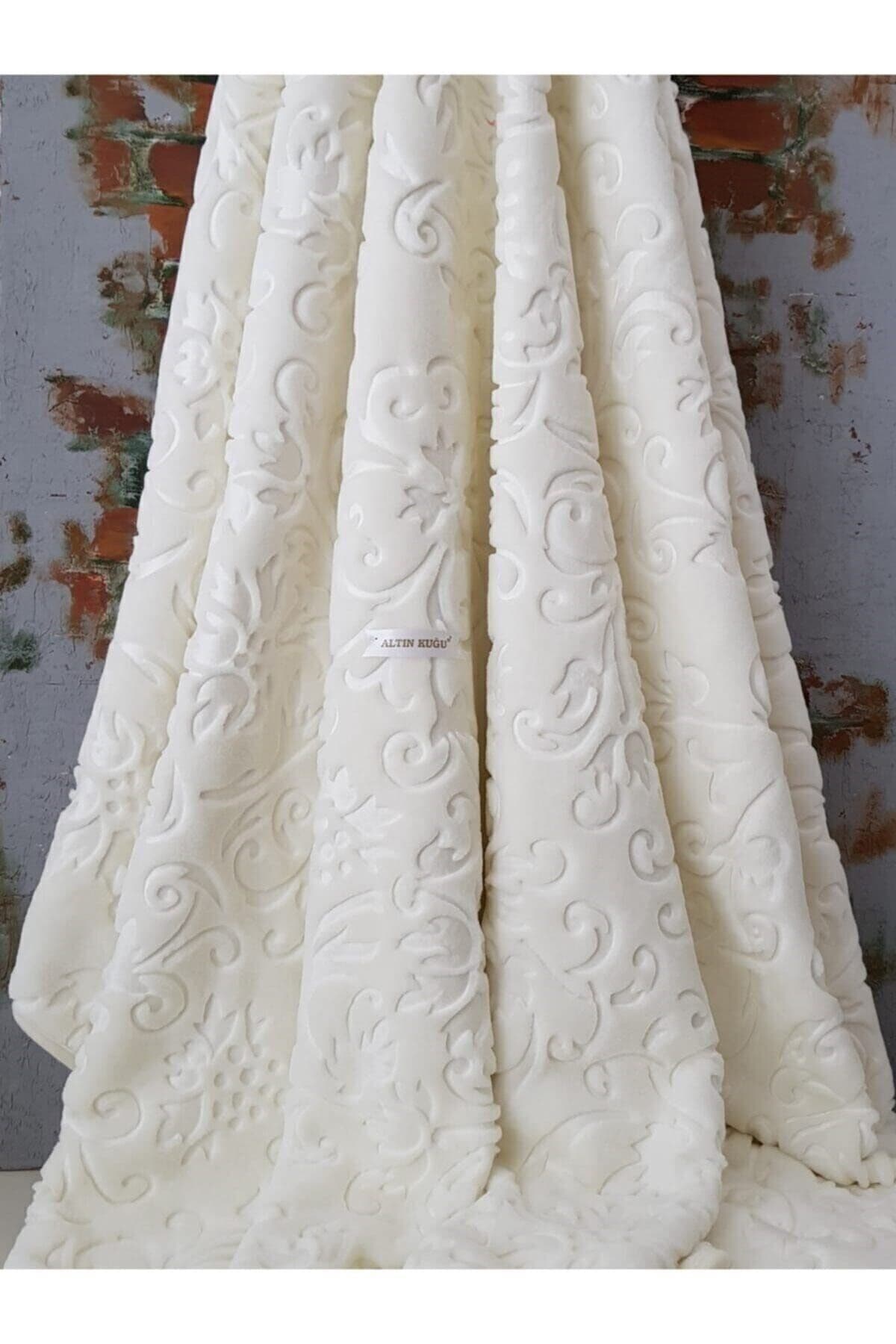 Sarar Merinos Elegans Battaniye Çift Kişilik- 220x240 Cm- Kemik