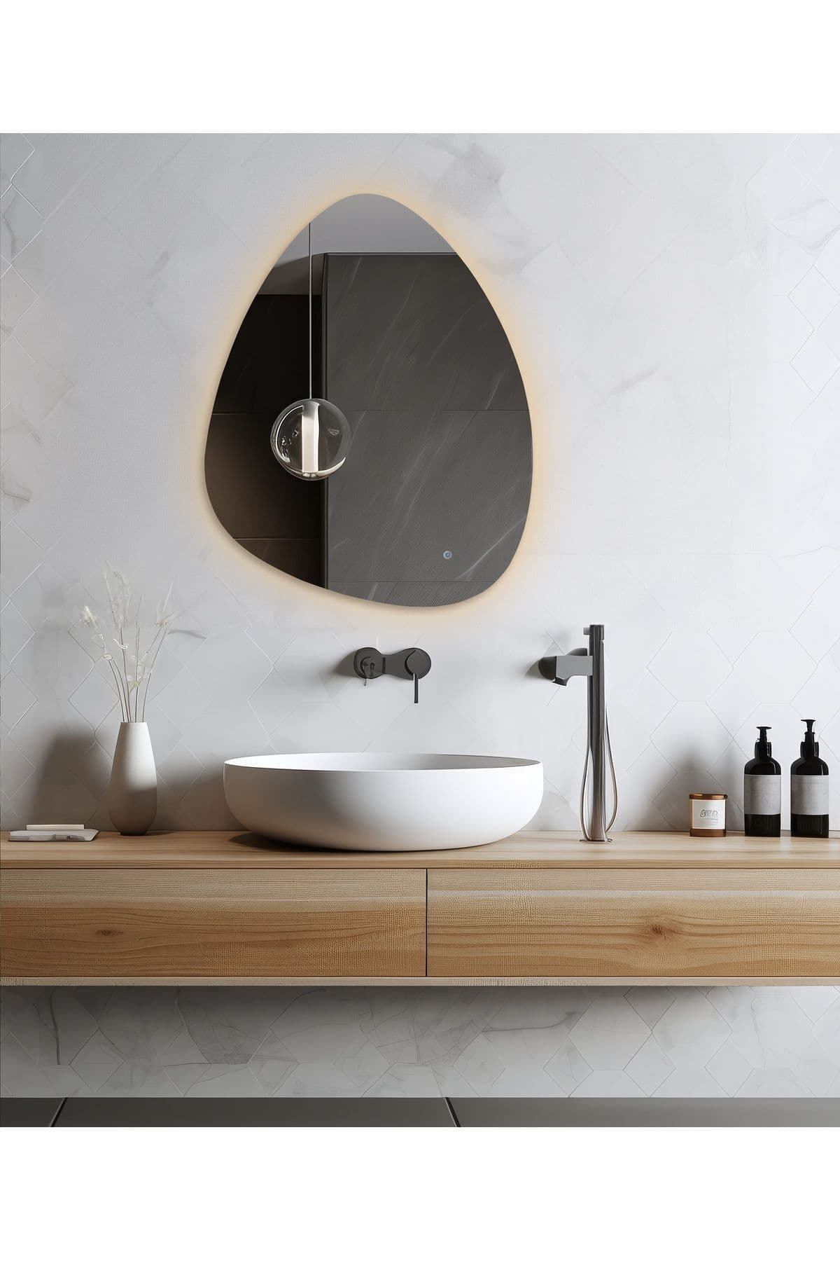 FLORADESİGN Suen Ledli Banyo Aynası | Lavabo Aynası | Dokunmatik Ledli Ayna / Ledli Işıklı Ayna