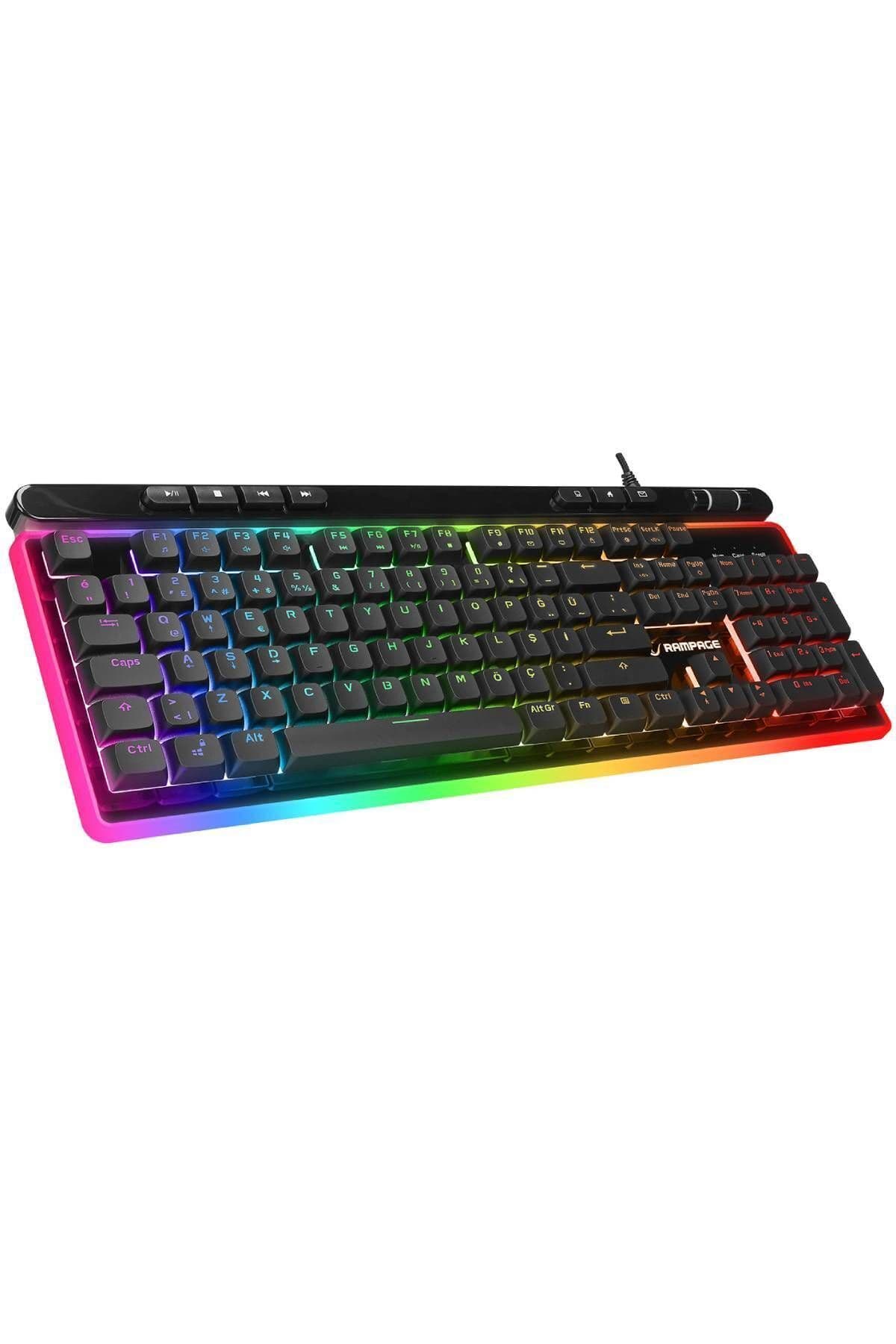 Rampage Shine K14 Siyah Usb Rainbow Backlight Membrane Profesyonel Gaming Oyuncu Klavyesi