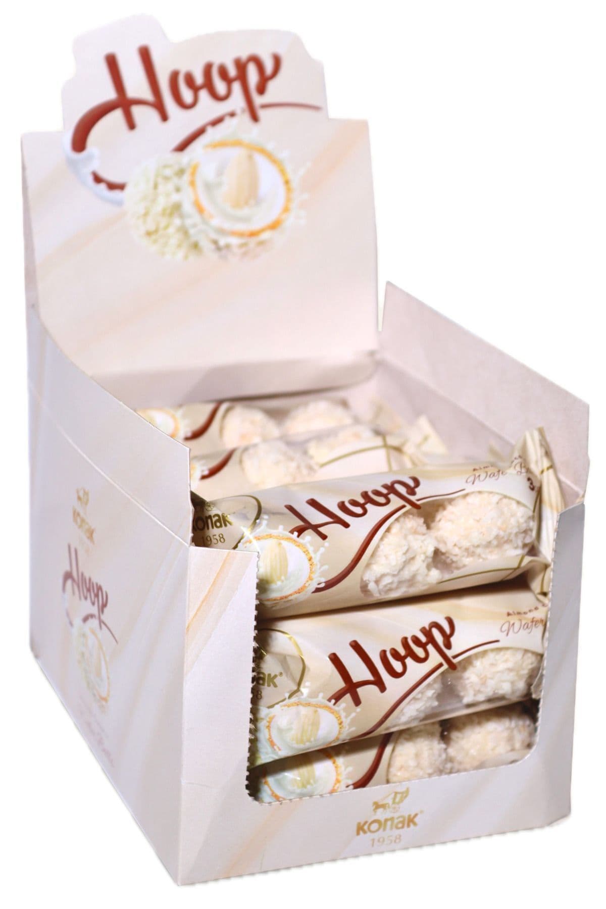 KONAK Hoop Gofret Tüm Badem Dolgulu Hindistan Cevizi Topları 12 Adet X 27 gr