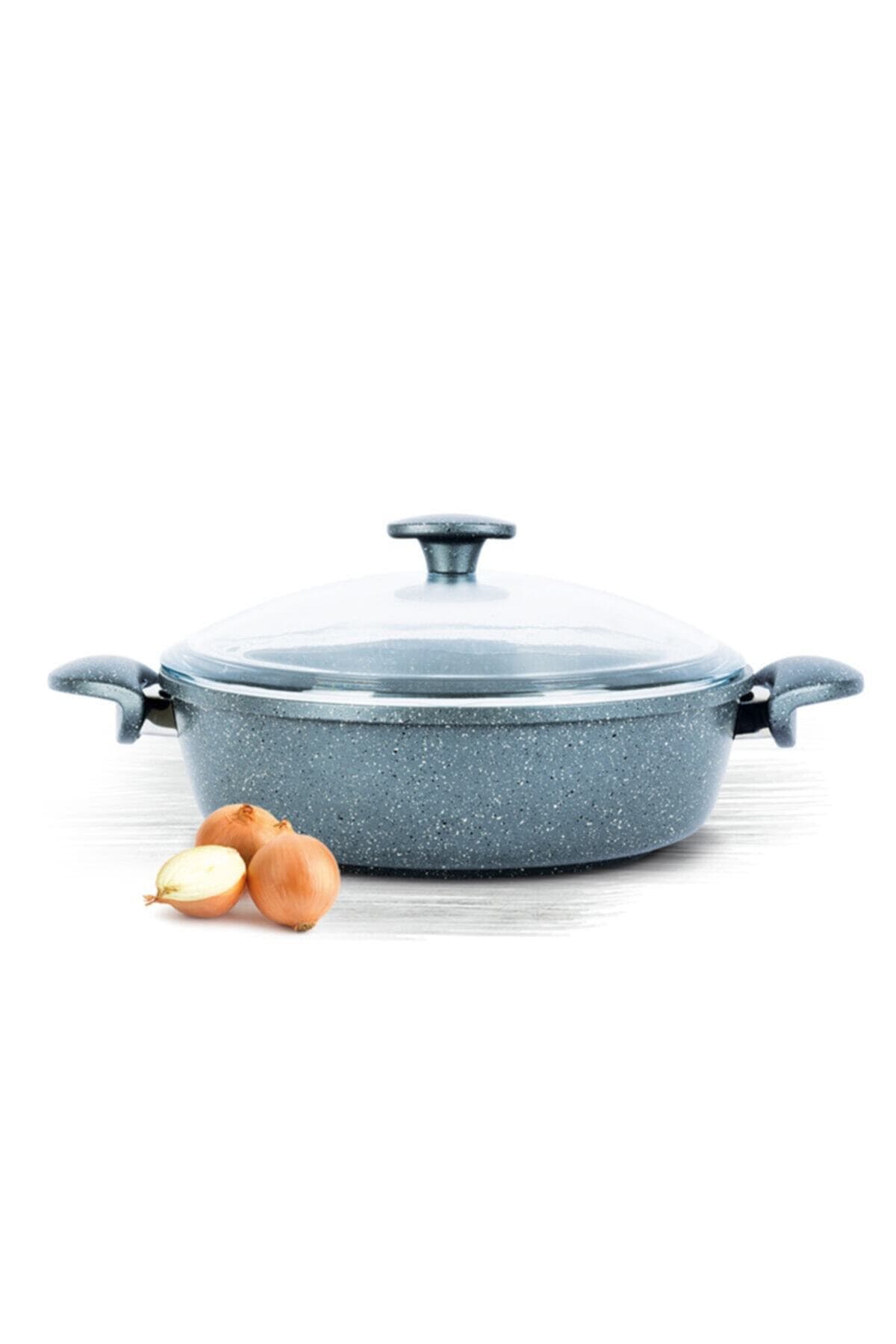 ThermoAD Döküm Granit Karnıyarık Tenceresi 32 Cm Gri