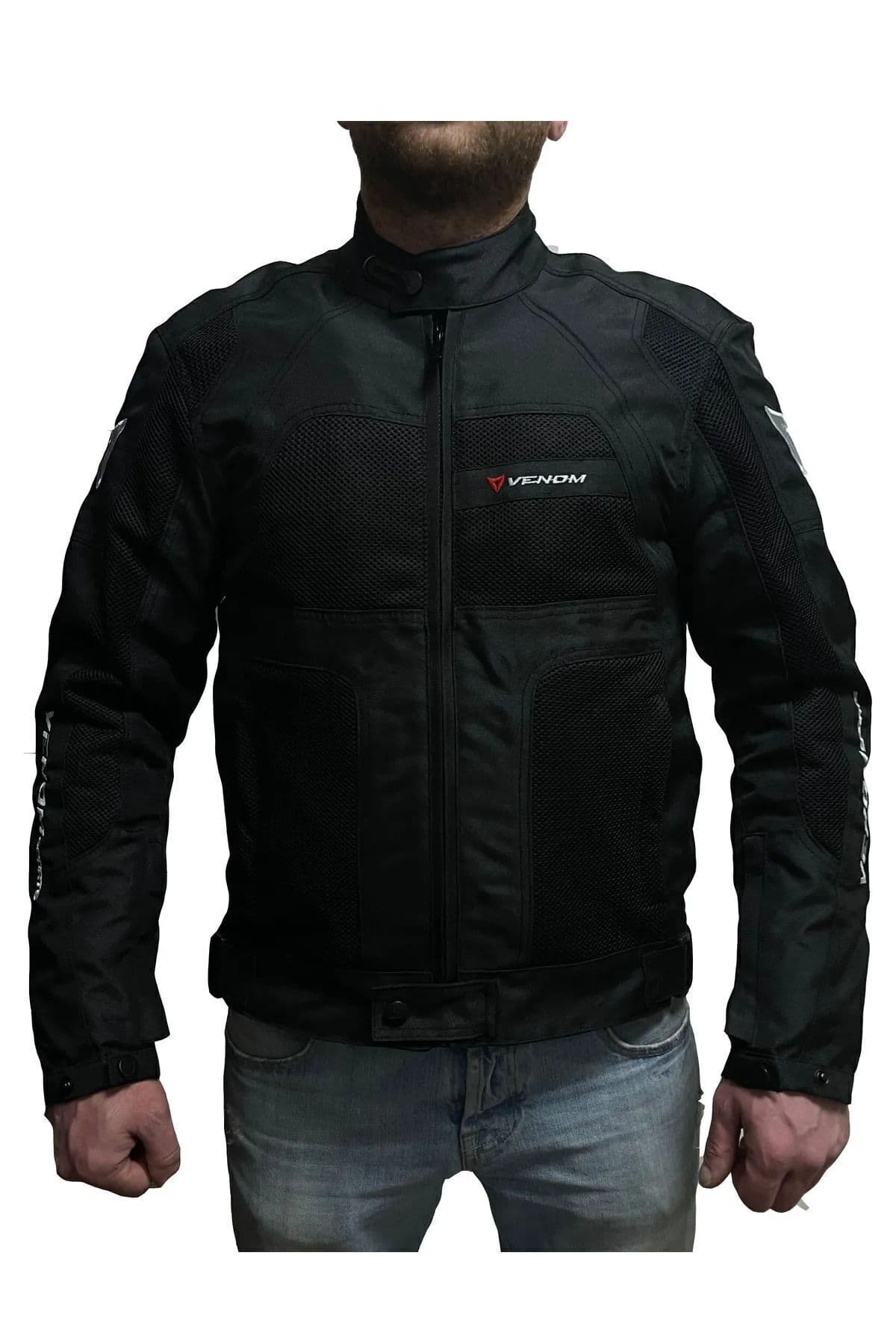 Venom Erkek Siyah Dynamic Motosiklet Montu Dört Mevsim(KALIPLAR DARDIR BİR BEDEN BÜYÜK ALINIZ)