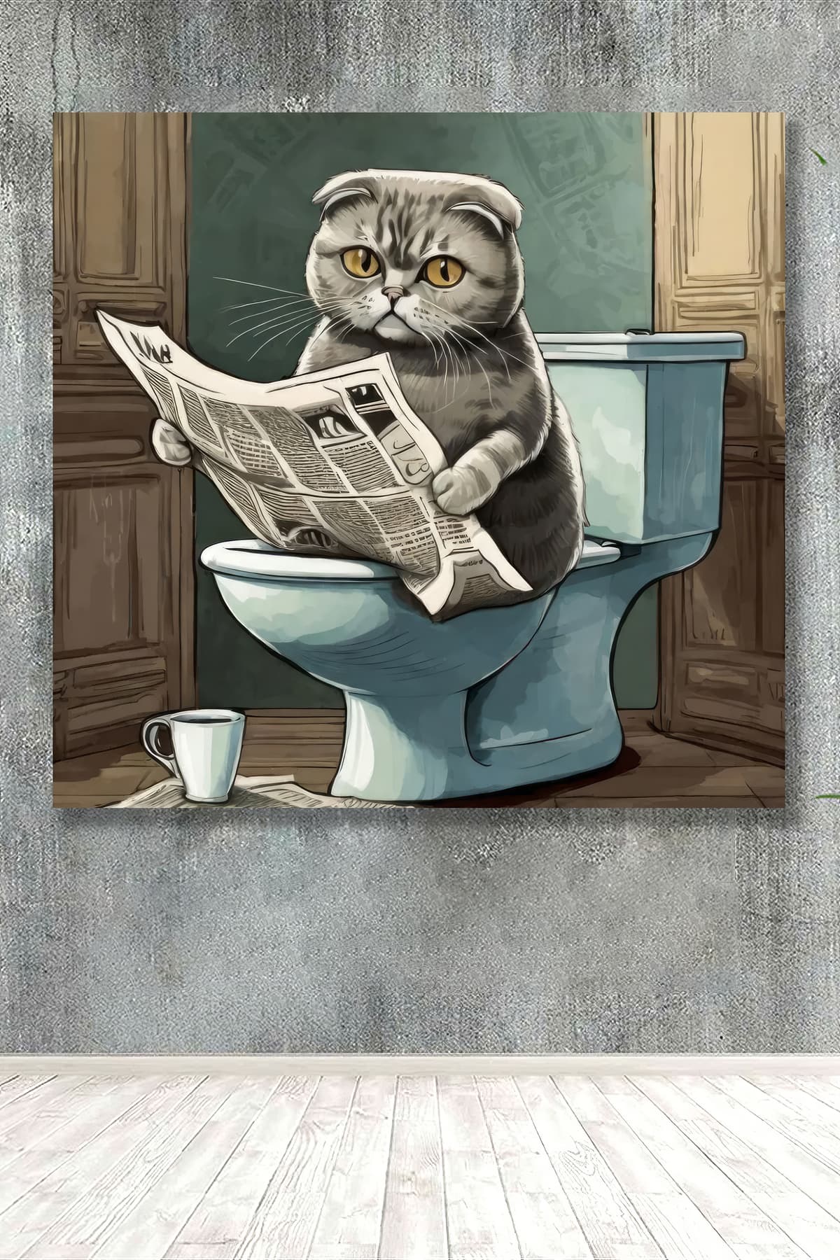 PrintiesPlus Lavabo Ve Banyo Için Kanvas Kedi Tablosu 3