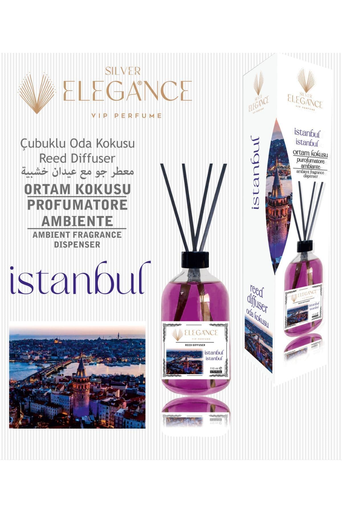 Elegance vip Perfume Istanbul Reed Diffuser Bambu Çubuklu Oda Kokusu (110 Ml)