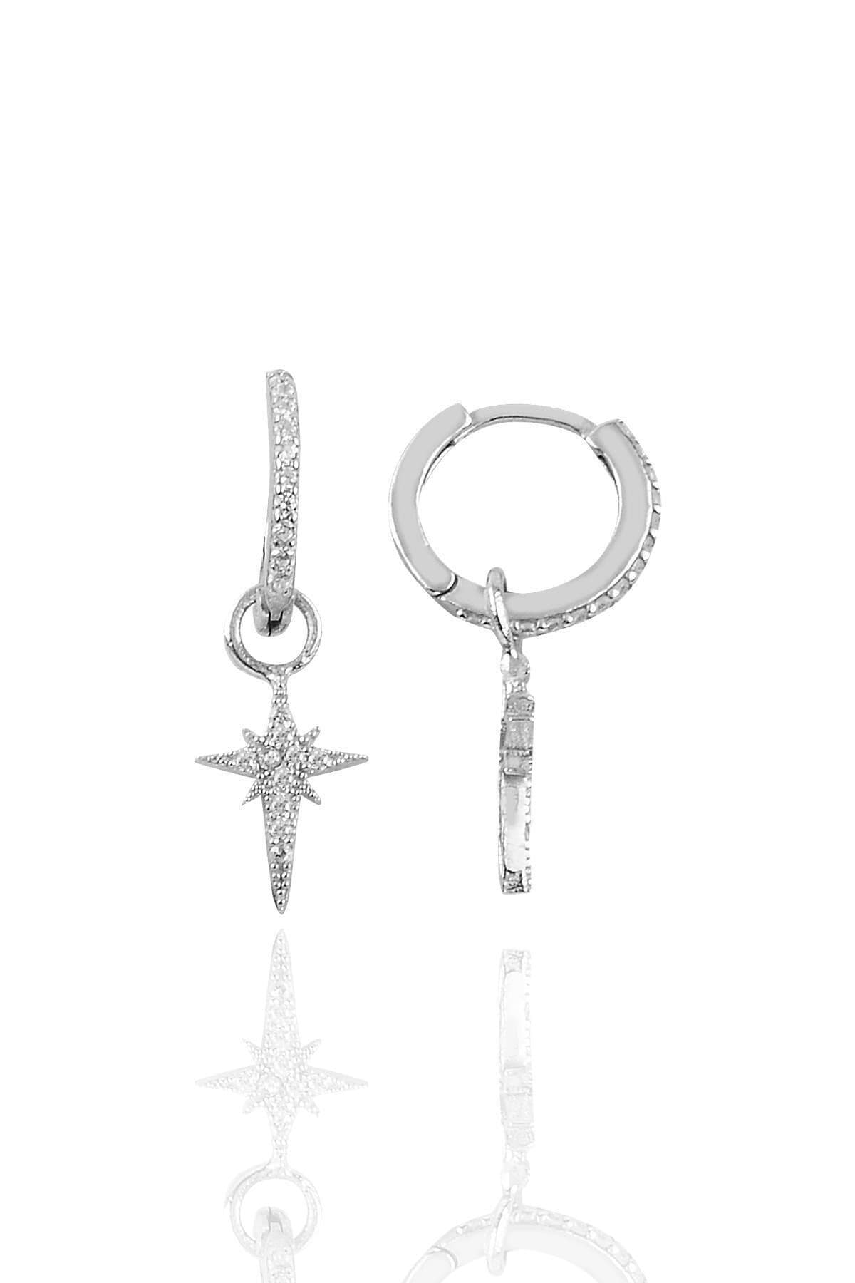 Söğütlü Silver Gümüş Kutup Yıldızı Halka Küpe Sgtl10143kutup