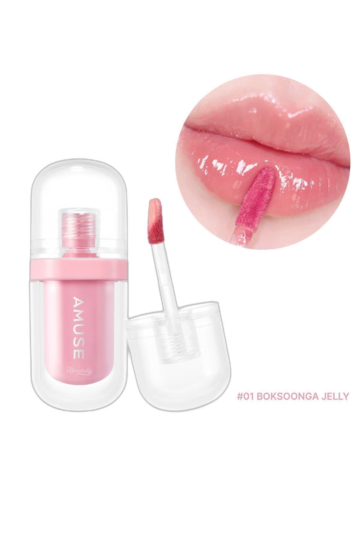 Amuse Jel Fit Tint - 8 Çeşit Hyaluronik Asitli Şeftalili Parlatıcı Jel Tint (KORENDY) #01 Boksoonga Jelly