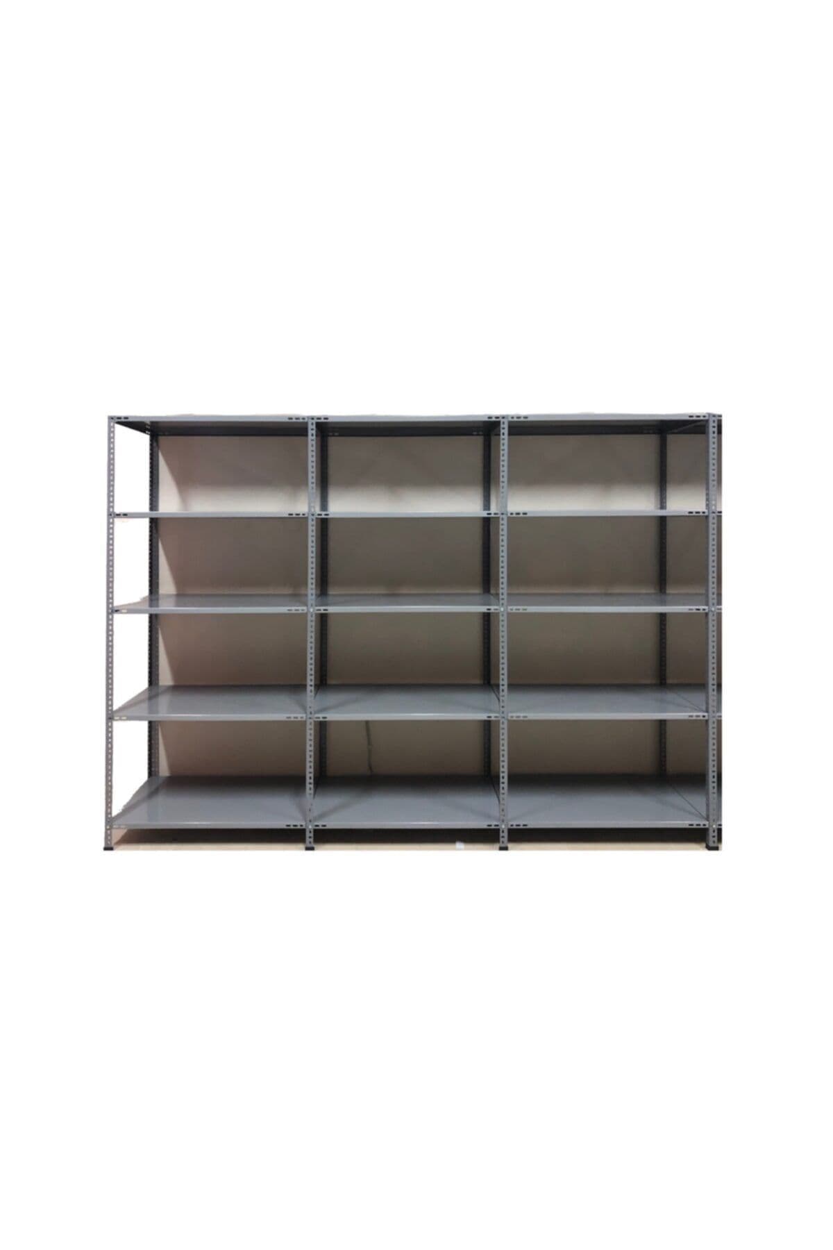 AçıkMağazam Çelikrafburada 5 Katlı 3lü Bitişik Galvaniz Çelik Raf Arşiv Depo Kiler Rafı 43x93x200