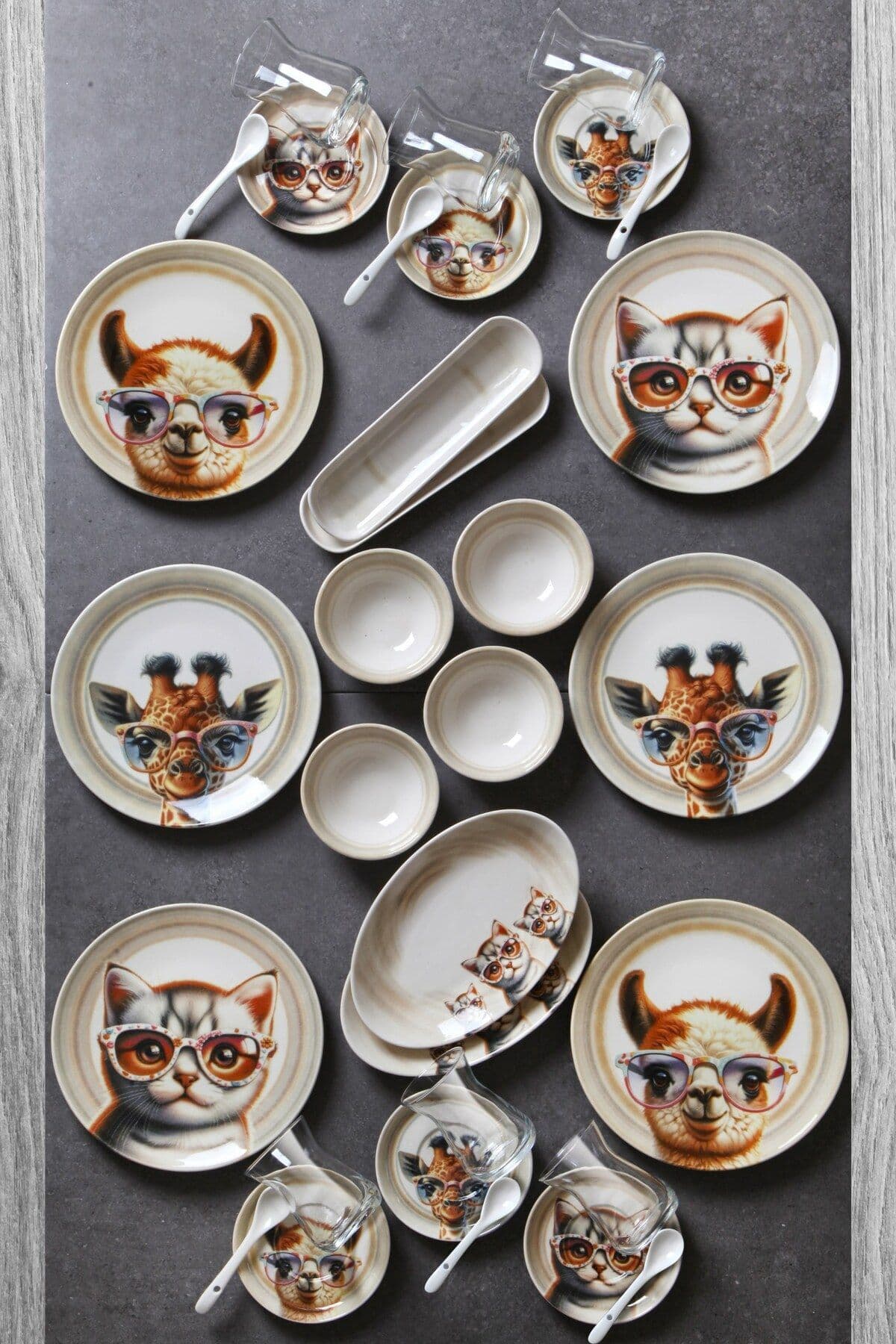 Kitchen Life 32 Parça 6 Kişilik Sweet Animals Porselen Kahvaltı Takımı By Bone