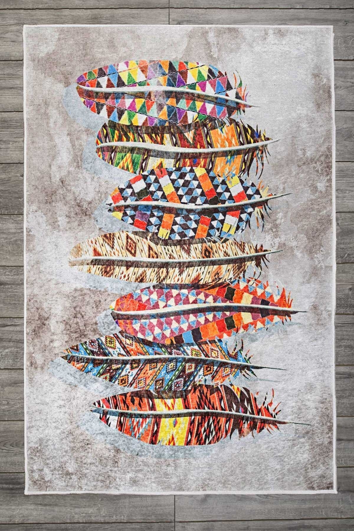 Oriente Home Tüy Desenli Modern Kadife Halı Kahve Bej Yıkanabilir Kaymaz Taban Salon Halısı 7023