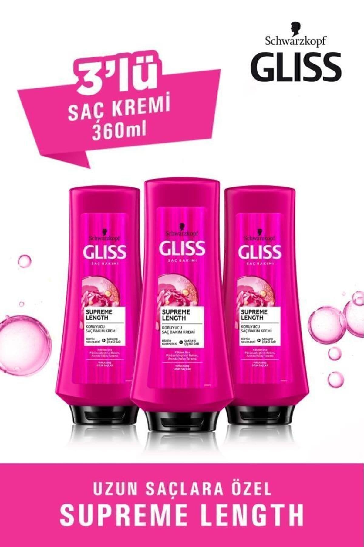 Gliss Supreme Length Uzun Saçlara Özel Saç Kremi 360 ml ml X 3 Adet