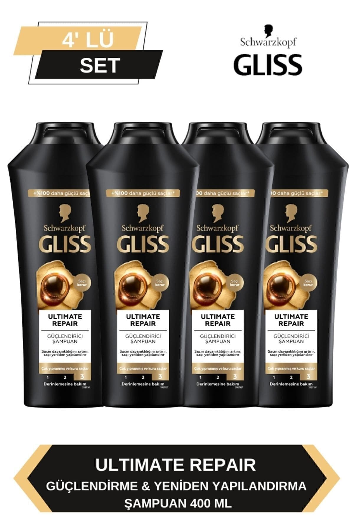 Gliss Ultimate Repair Şampuan 400ml x 4'lü Set