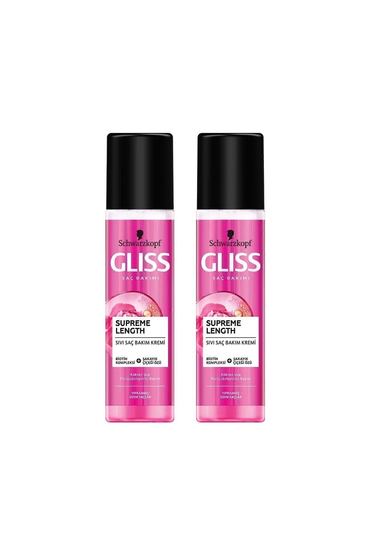 Gliss Supreme Length Uzun Saçlara Özel Durulanmayan Sıvı Saç Kremi 200 ml X 2 Adet