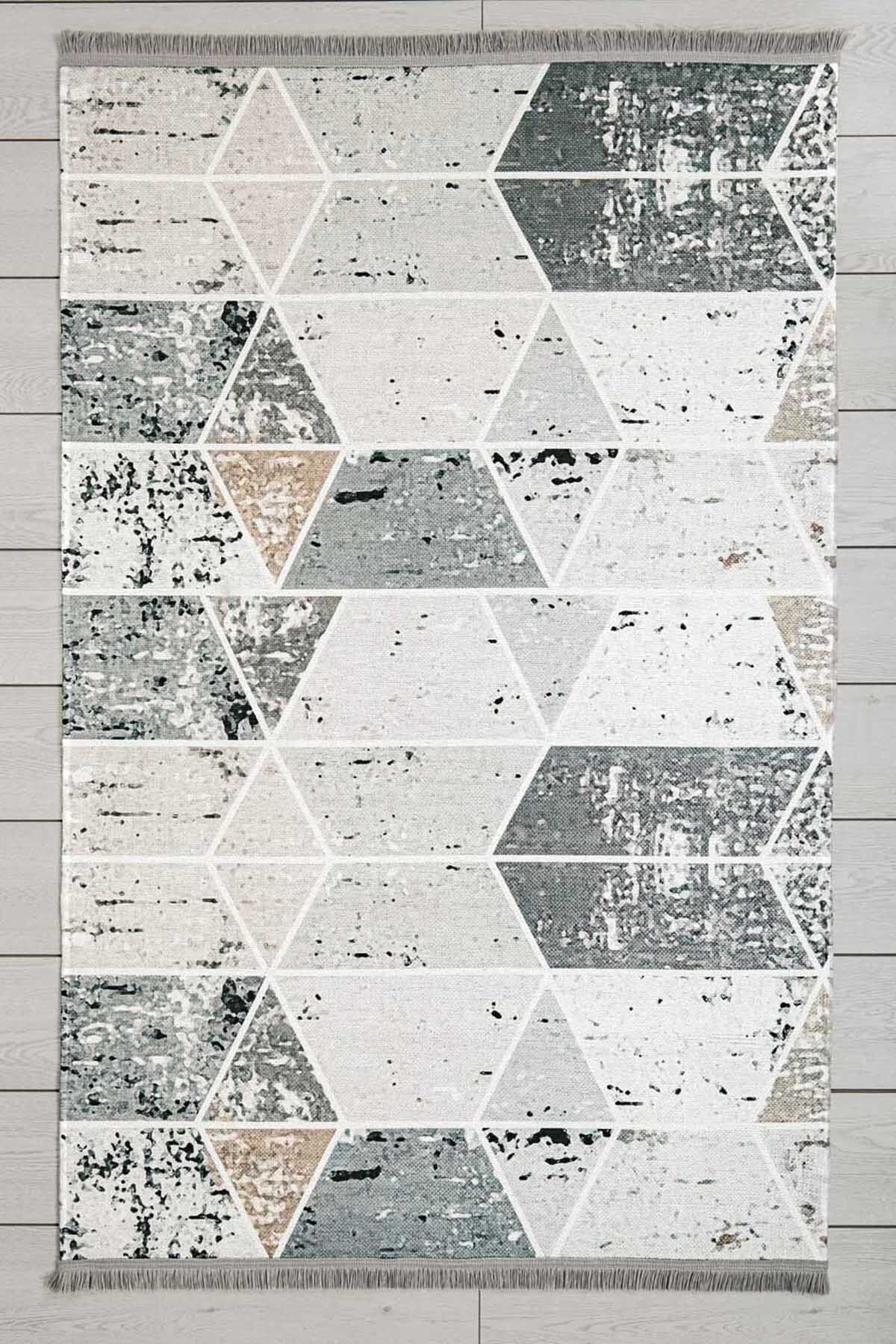Oriente Home Modern Yolluk Gri Yıkanabilir Şönil Makina Halısı Saçaklı Kaymaz Taban Koridor Halısı 7079