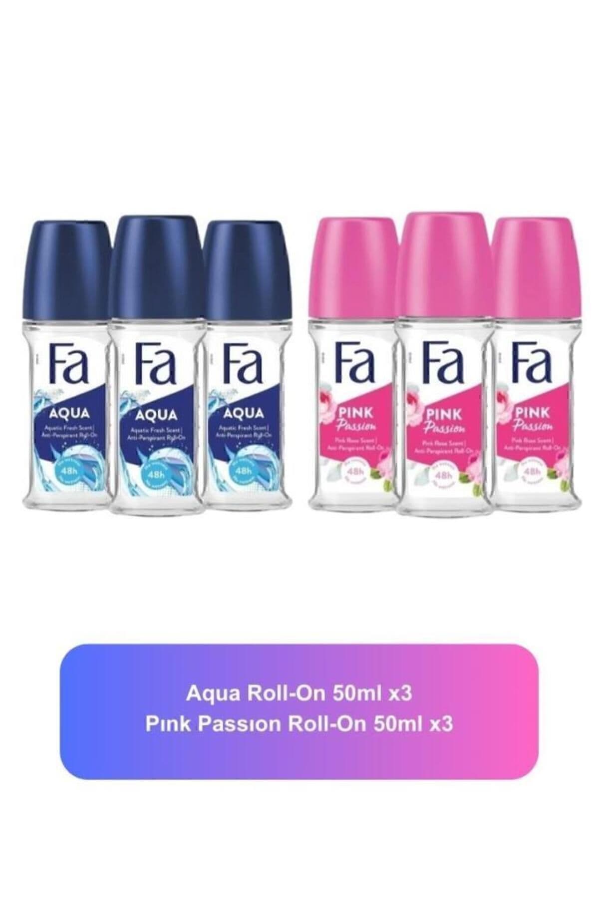 Fa Aqua Roll-On x3 + Pink Passion Roll-On x3 Set – Uzun Süre Ferah Koruma