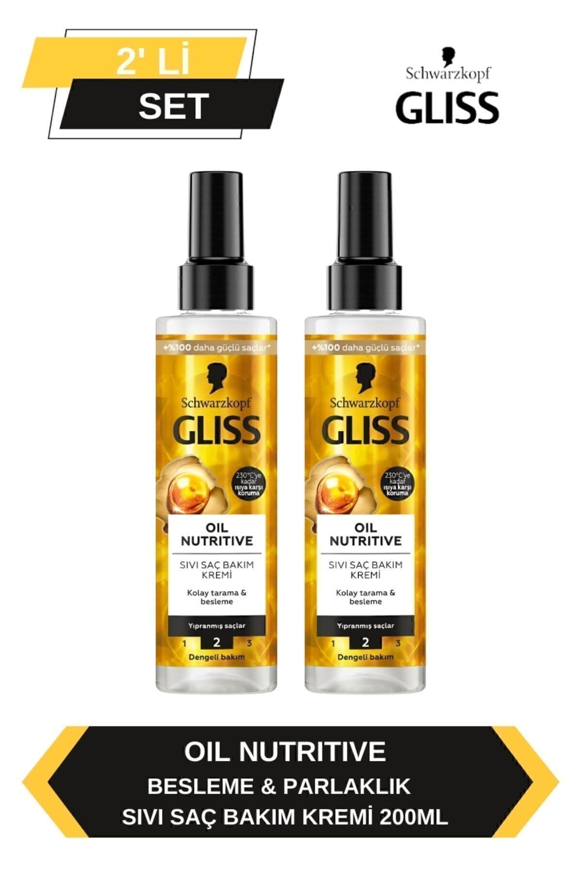 Gliss Oil Nutritive Sıvı Saç Kremi 200ml x 2'li Set