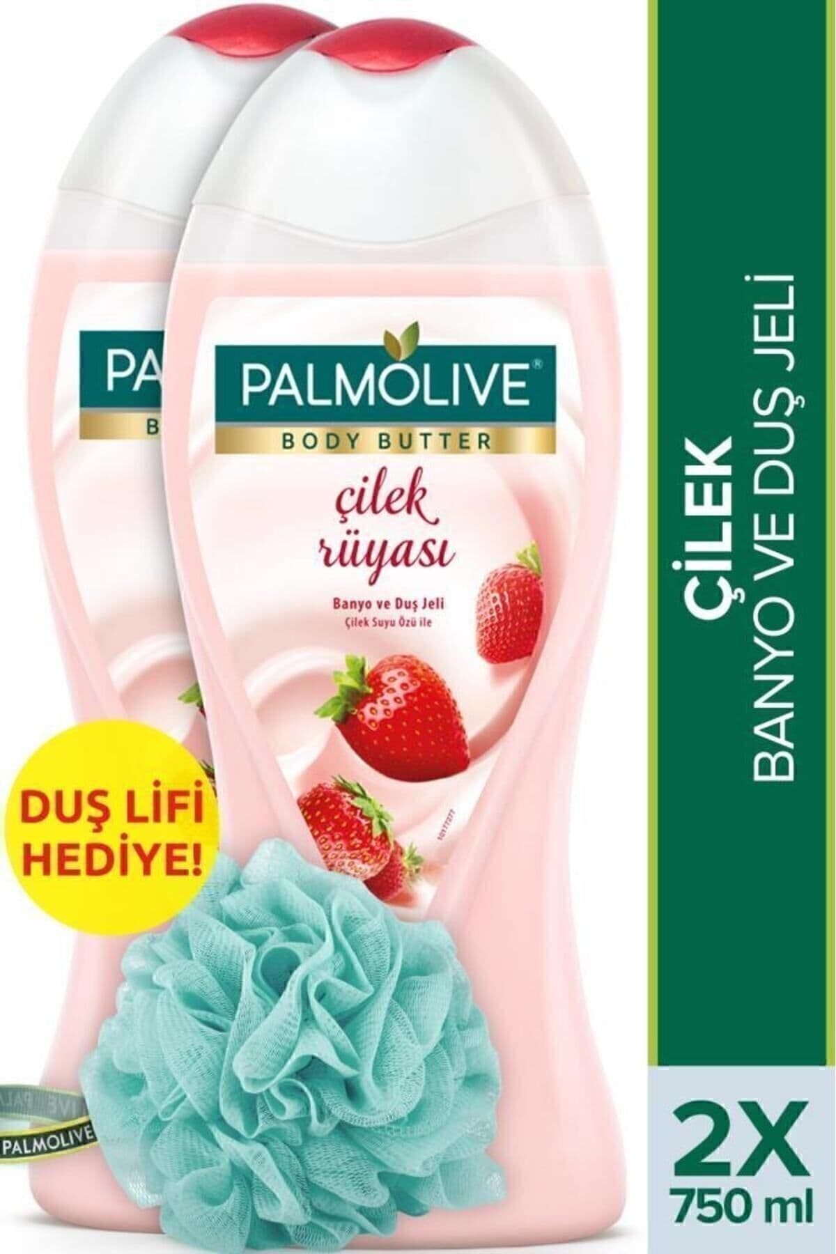 Palmolive Body Butter Çilek Rüyası Banyo ve Duş Jeli 750 ml x 2 Adet + Duş Lifi Hediye