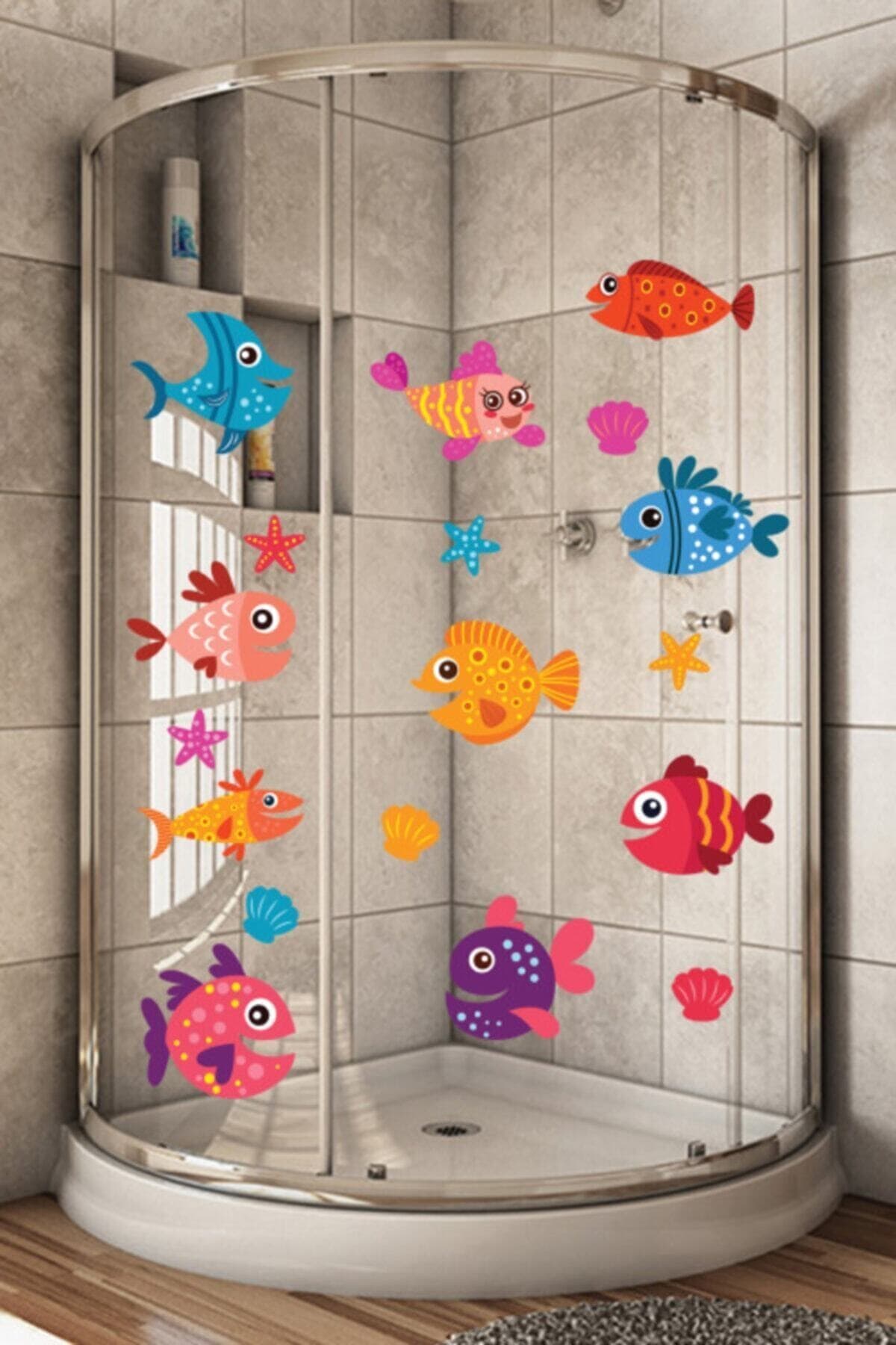 ENGINPRINT Sevimli Balıklar 18 Parça Duşakabin Küvet Banyo Sticker