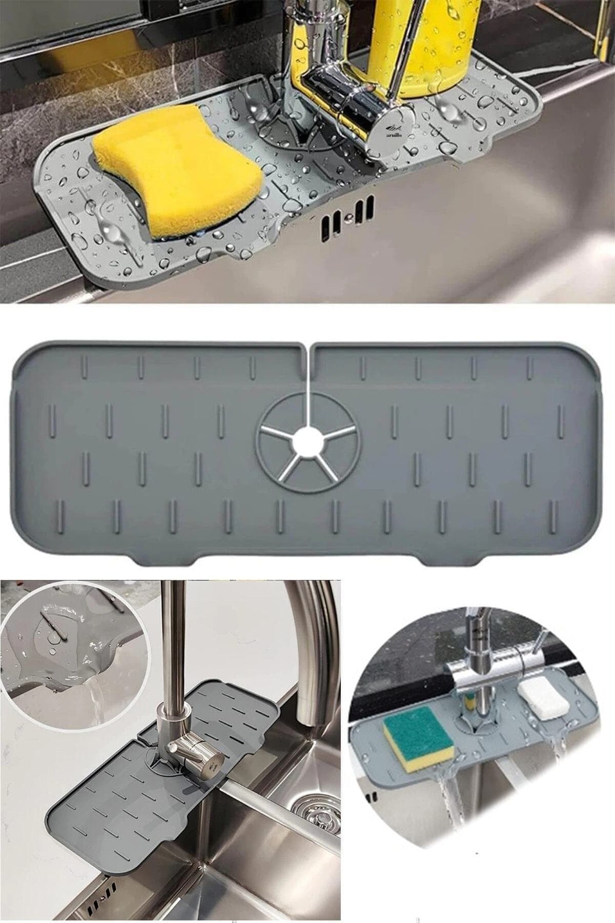 İndirimKap Su Tutucu Musluk Matı Mutfak Ve Banyo Için Koruyucu Musluk Ve Lavabo Matı Musluk Tezgah Üstü Mat
