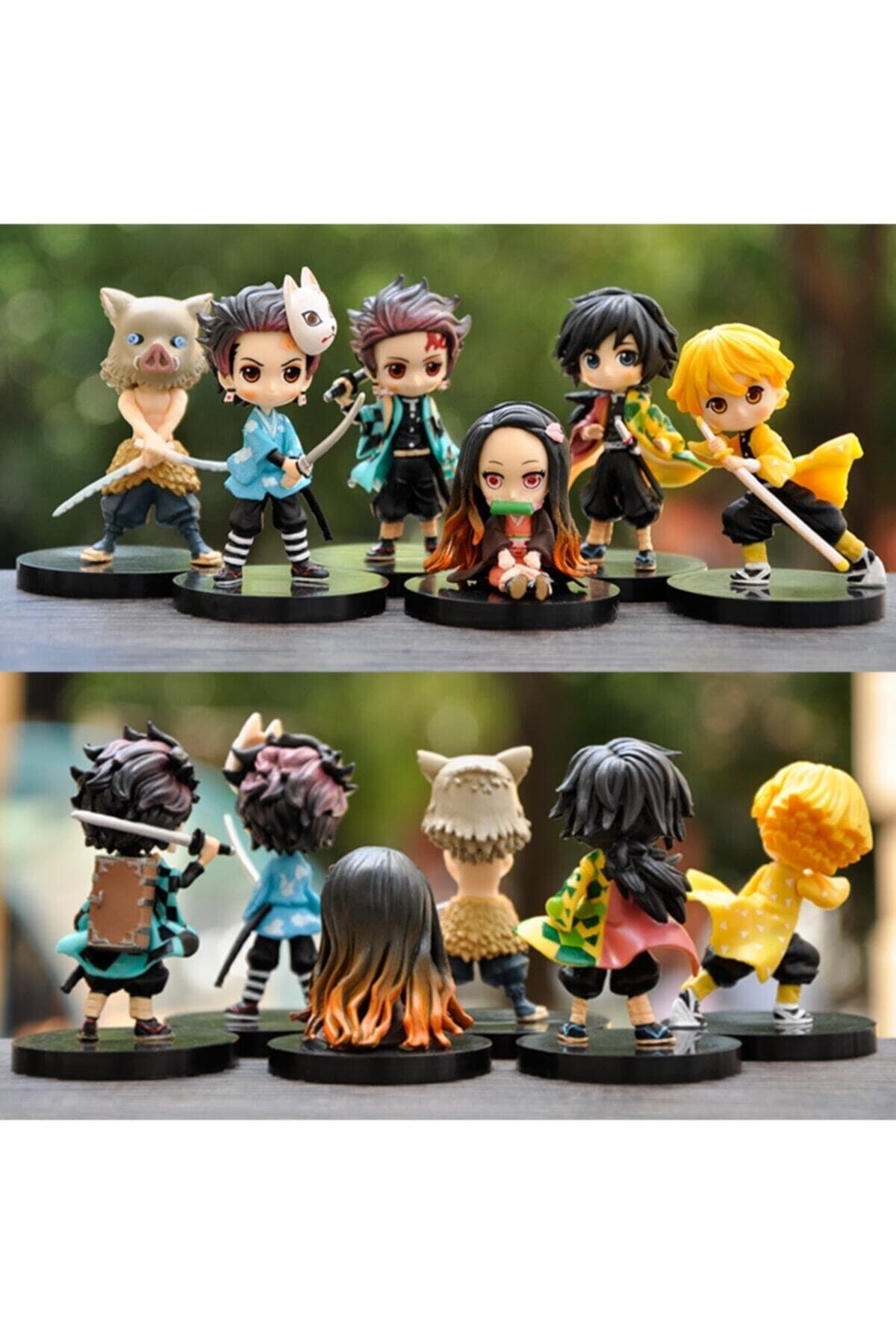 ANIME 6adet Japonya Anime Iblis Avcısı Kimetsu Yaiba Kamado Tanjirou Nezuko Agatsuma Figür Koleksiyon