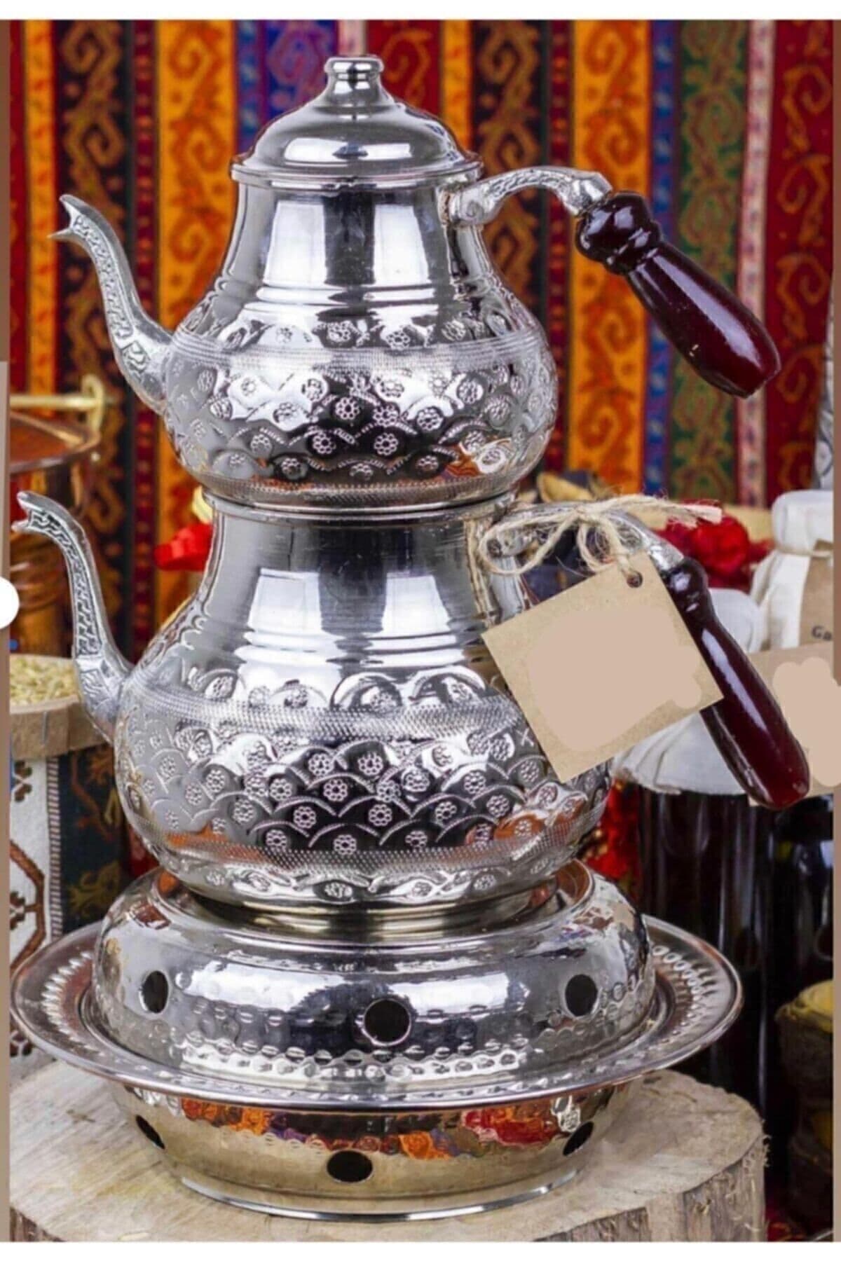 uygunglobal Bakır Işlemeli Çaydanlık Beyaz Caydanlik Ocaksızdır
