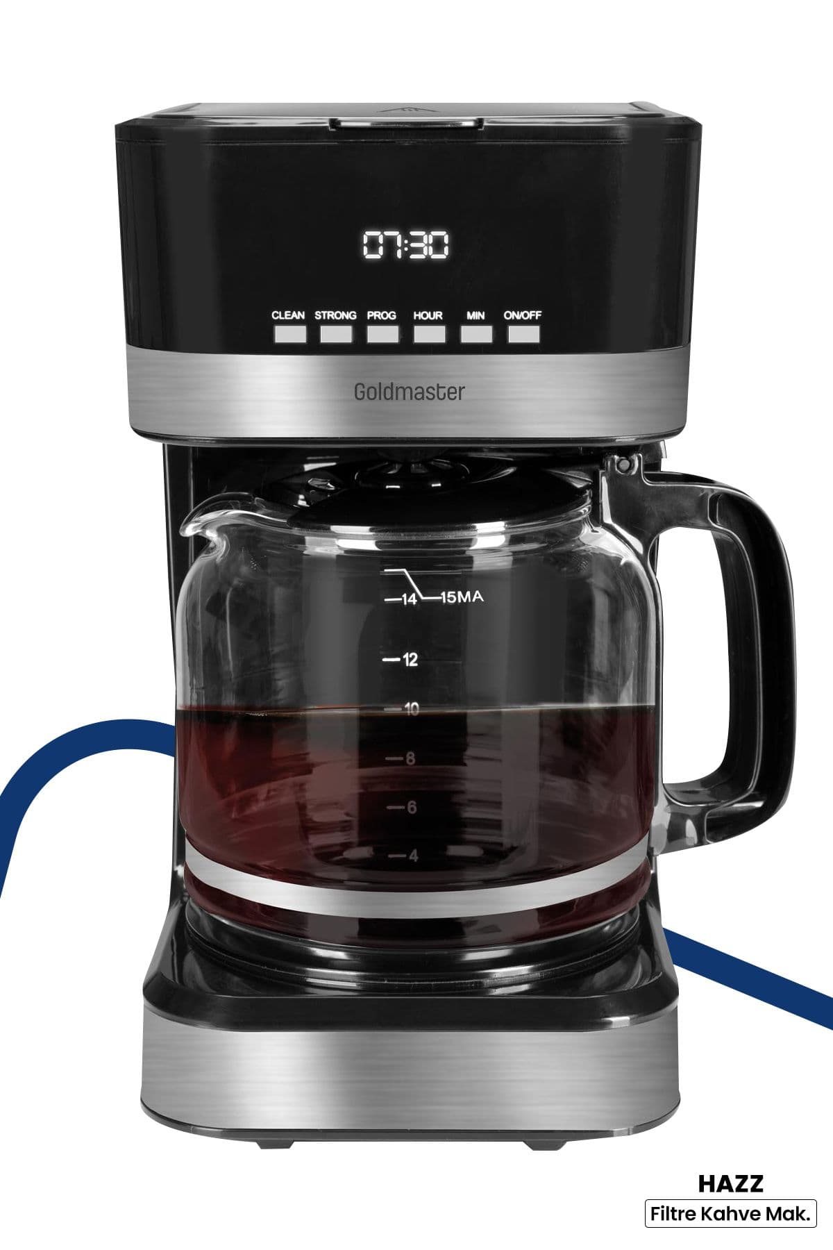 GoldMaster Hazz 1.8 Litre Cam Sürahili Yıkanabilir Filtreli Otomatik Zaman Ayarlı Dijital Filtre Kahve Makinesi