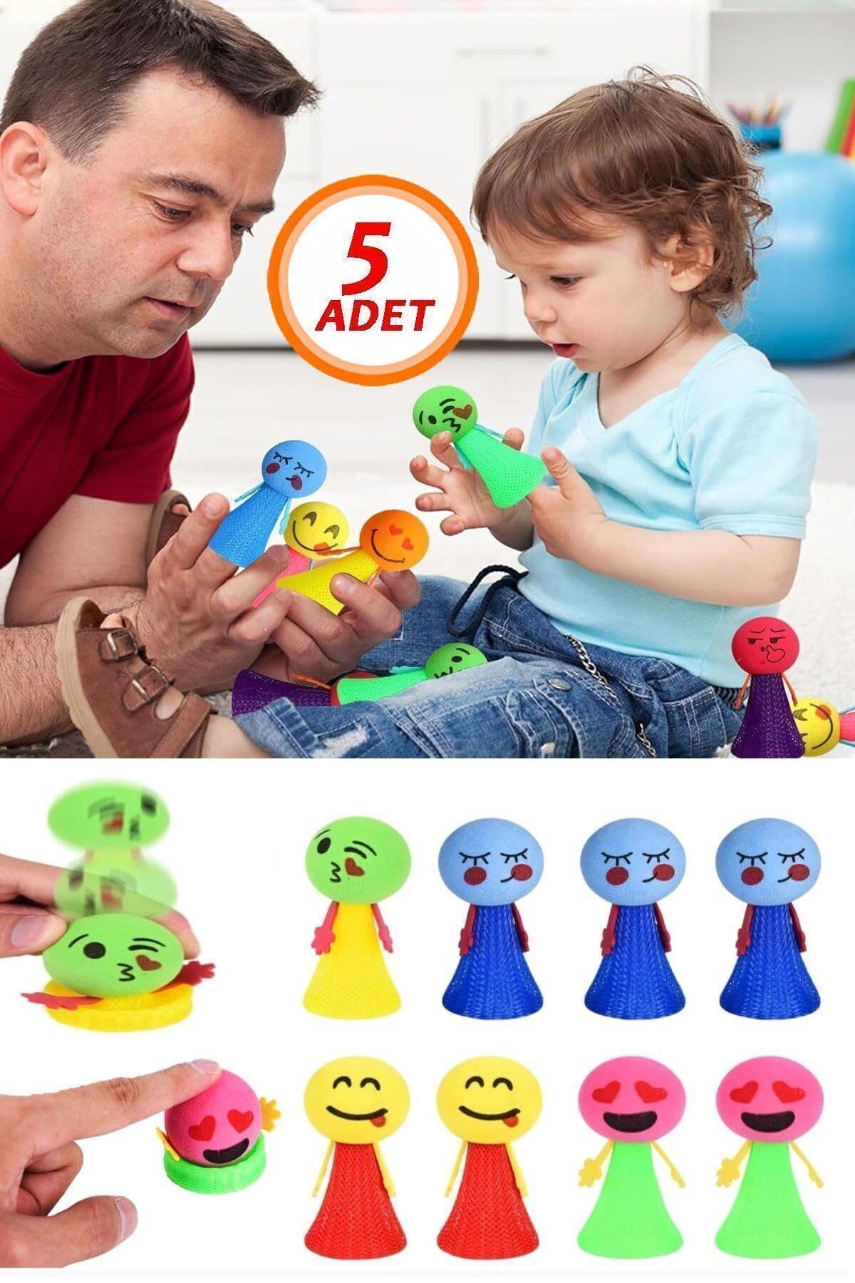 Bundeba 5 Adet Zıplayan Emoji Küçük Adam Sıçrayan Zıp Zıp Oyuncak Karne Hediyesi Doğum Günü Hediyesi