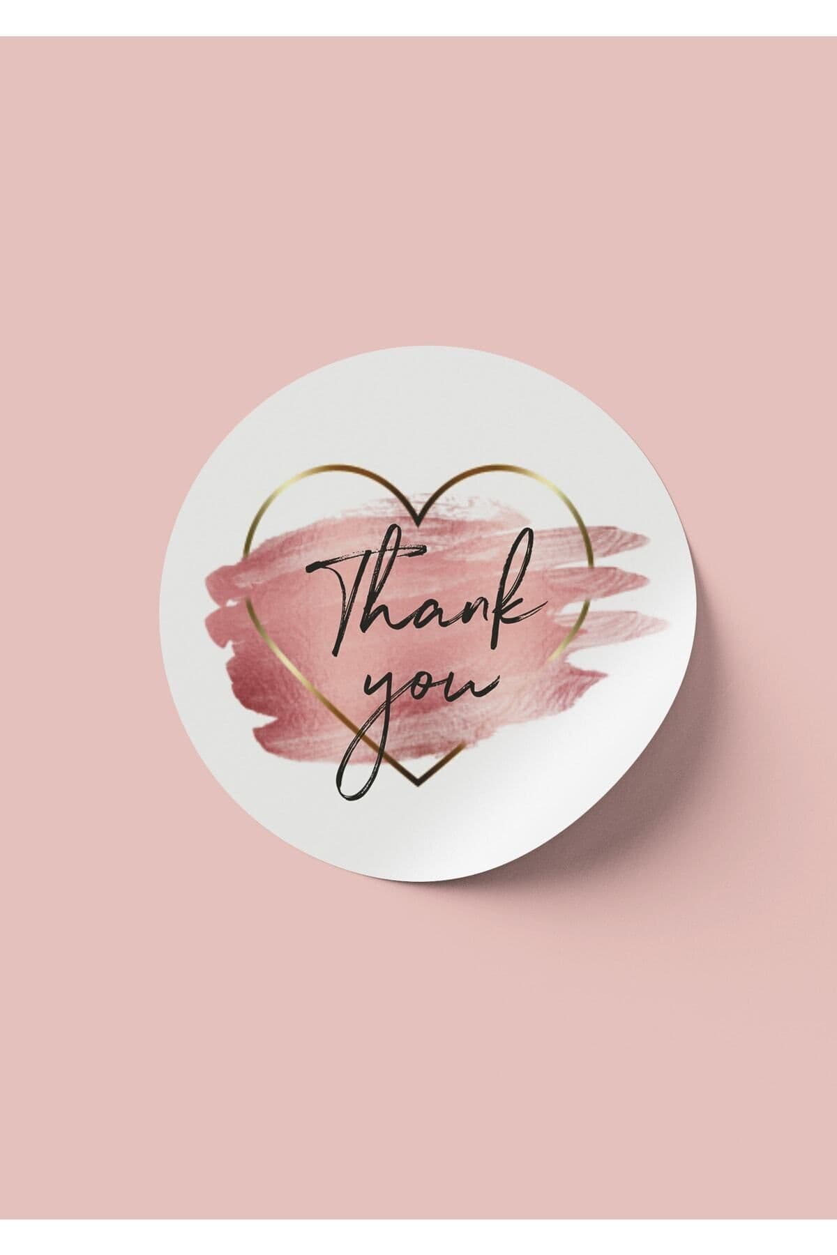 Foldart Kuşe Sticker Paketleme & Kargo Etiketi Thank You- Kalp