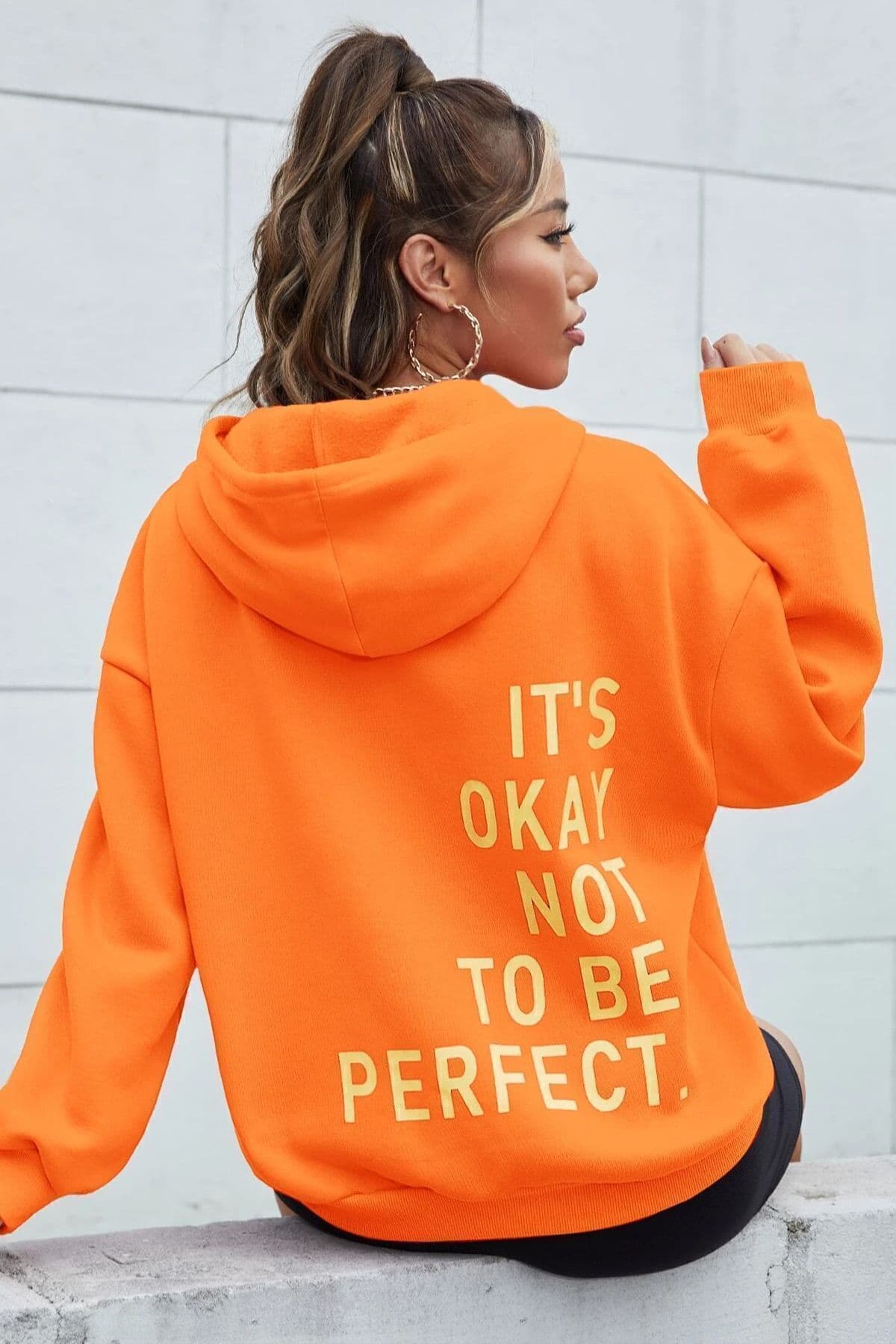uyguntarz Sırt It's Okay Not To Be Perfect Baskılı Sweatshirt