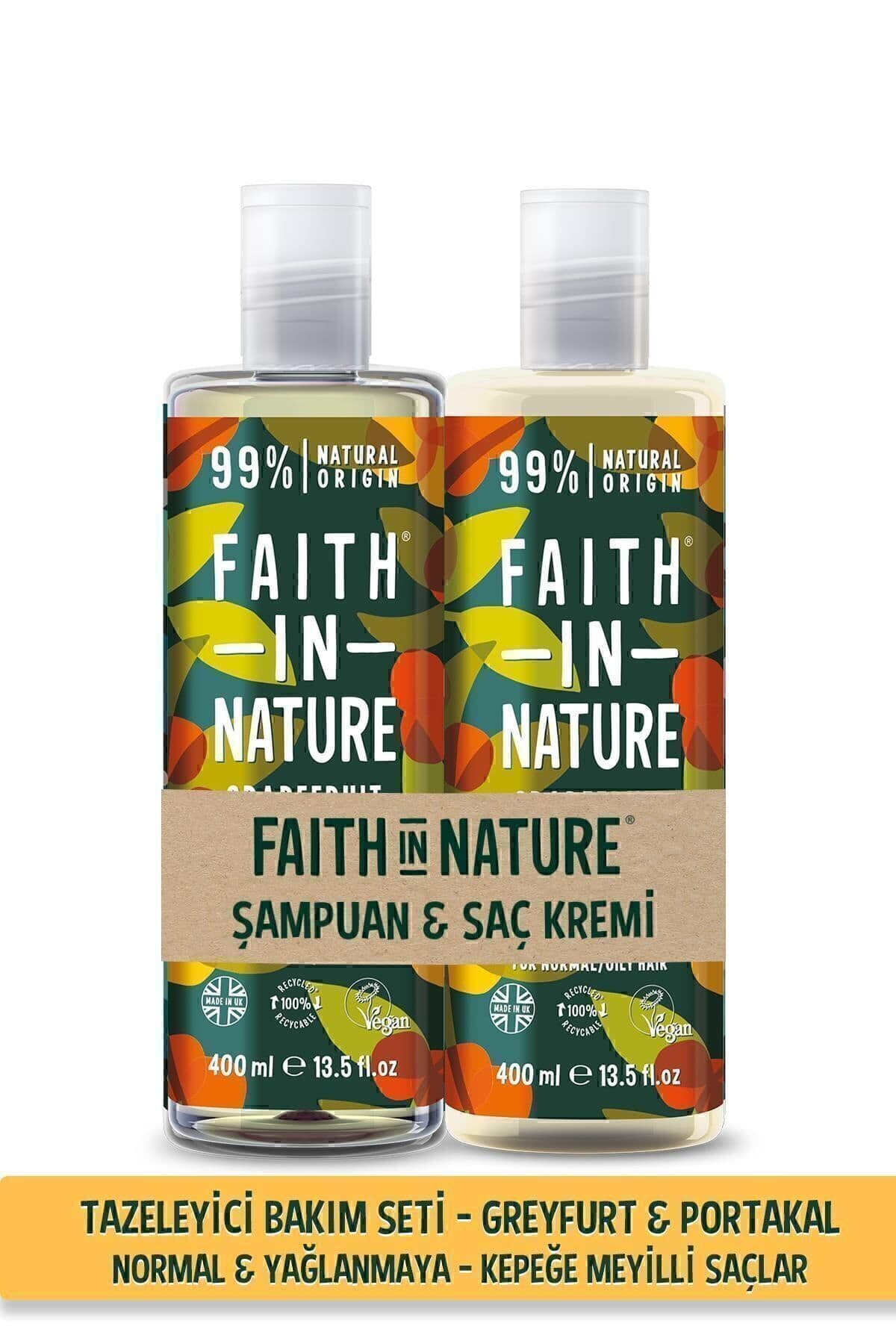 Faith In Nature Greyfurt Portakal %99 Doğal Tazeleyici Saç Kremi ve Şampuan 2 x 400 ml