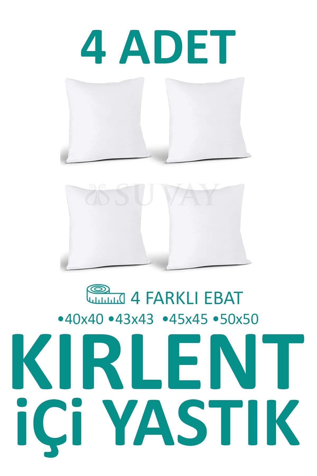 SUVAY Kırlent Içi Yastık 4'lü Silikon Elyaf Dolgulu Kırlent Iç Yastığı (4 FARKLI EBAT SEÇENEKLİ)