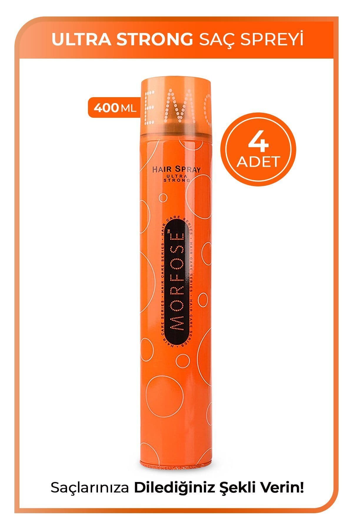 Morfose Saç Spreyi Turuncu 400ml Ultra Sert - Strong 4 Adet