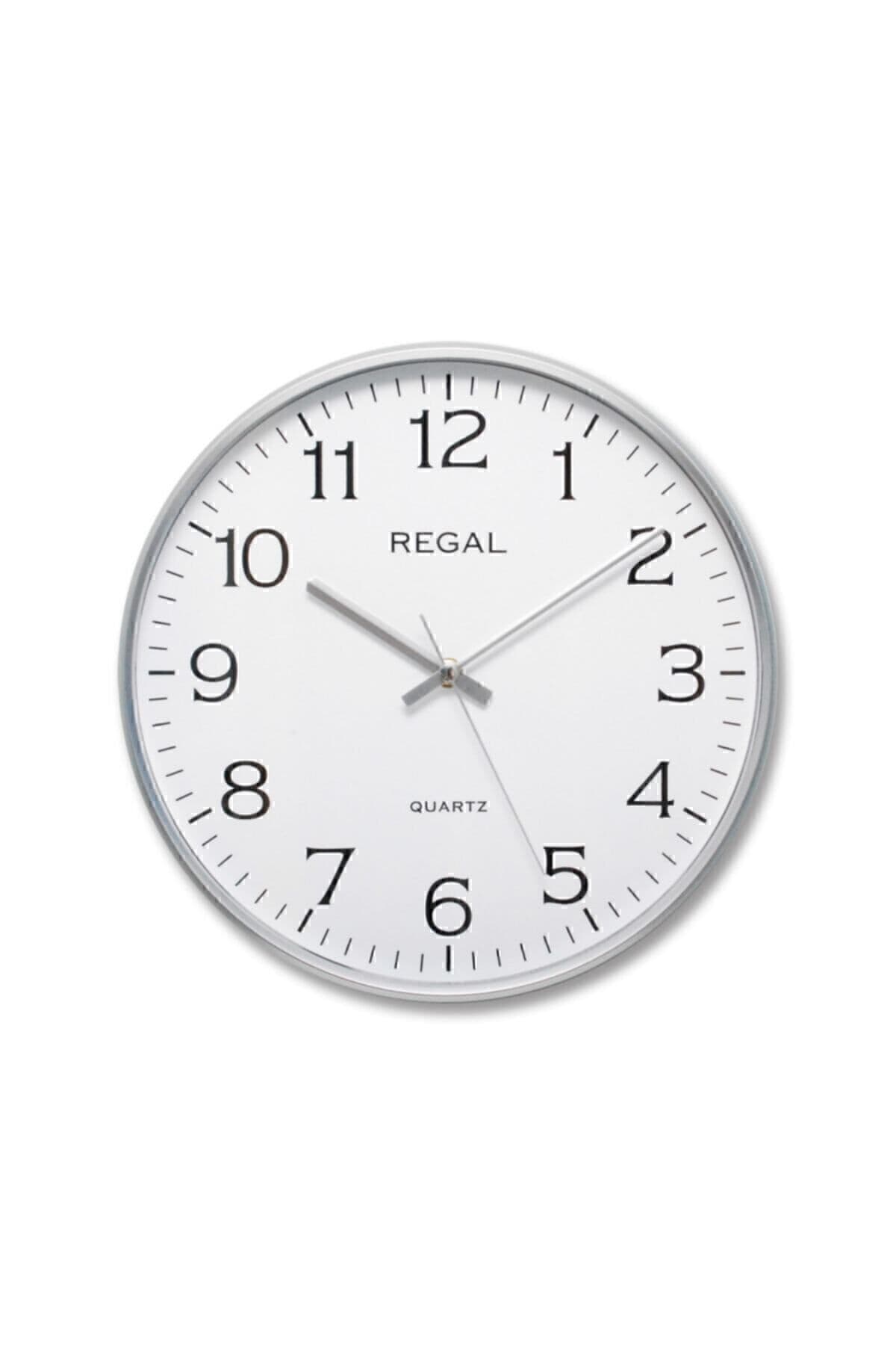 Regal İnce Çerçeve Duvar Saati Silver 30 cm